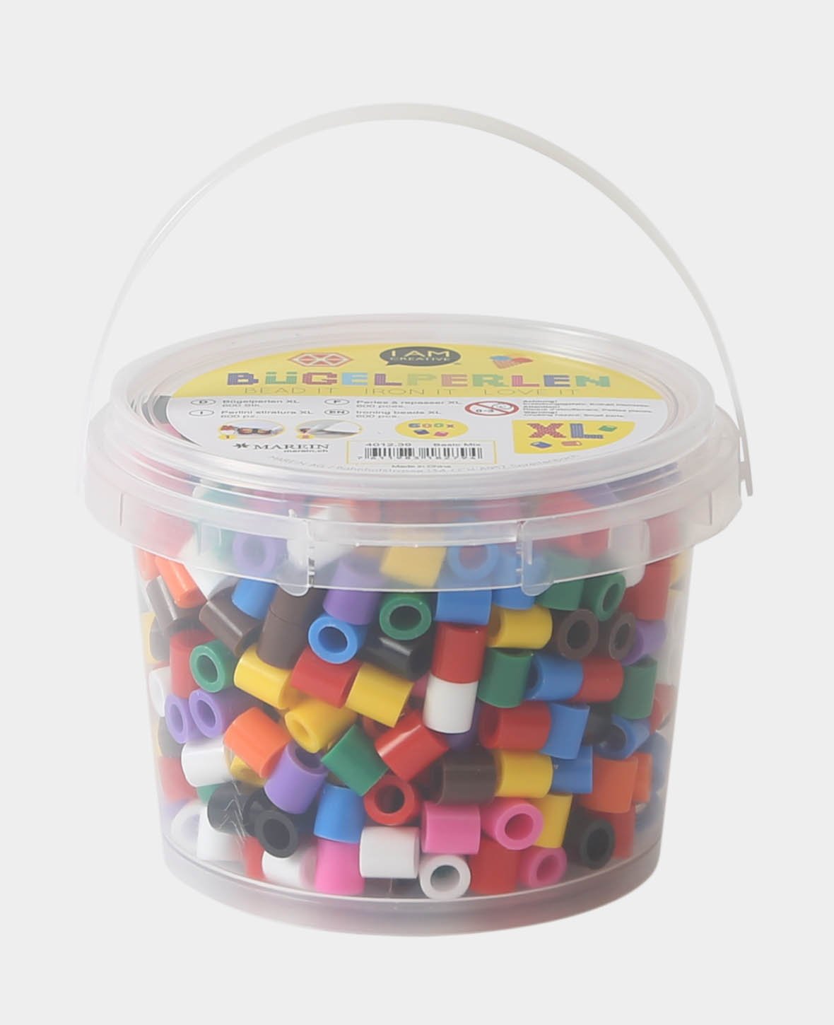 XL Iron-on Beads in a Bucket, Basic Mix Colorful, ø 9 mm, 600 pieces