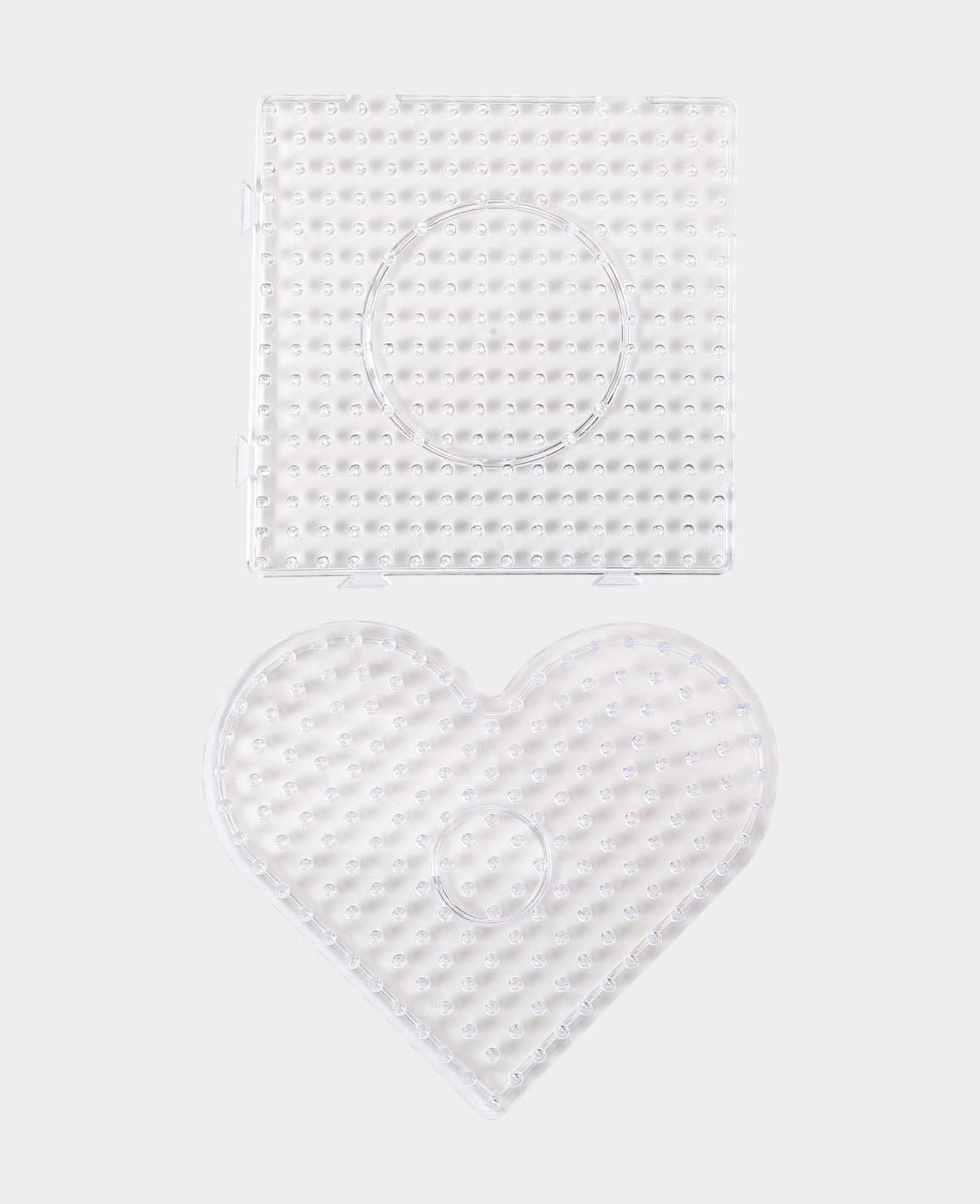 XL Steckplatten Herz & Quadrat, für XL Bügelperlen, ø 15-15.5 cm, 2 Motive