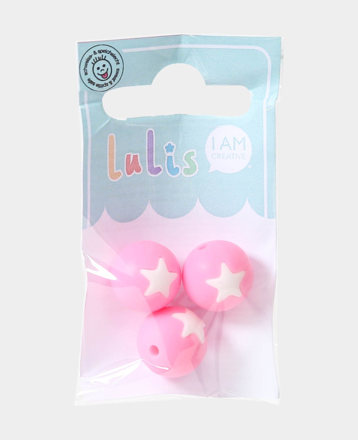 Sternperlen für Nuggiketten, Rosa, ø 1.5 cm, 3 Stk.