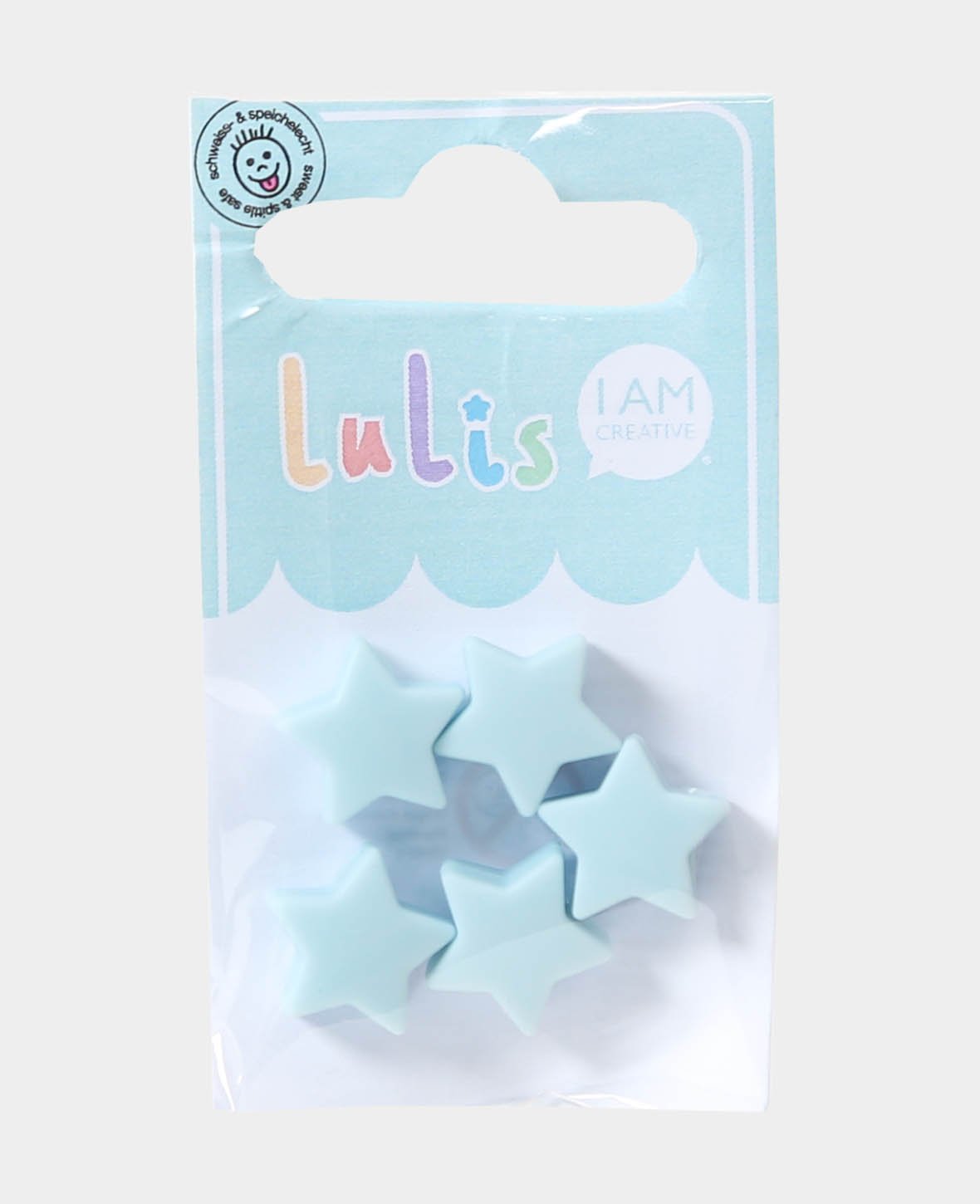 Étoile petite pour attaches-sucettes, bleu clair, 1.4 x 0.8 x 1.3 cm, 5 pces