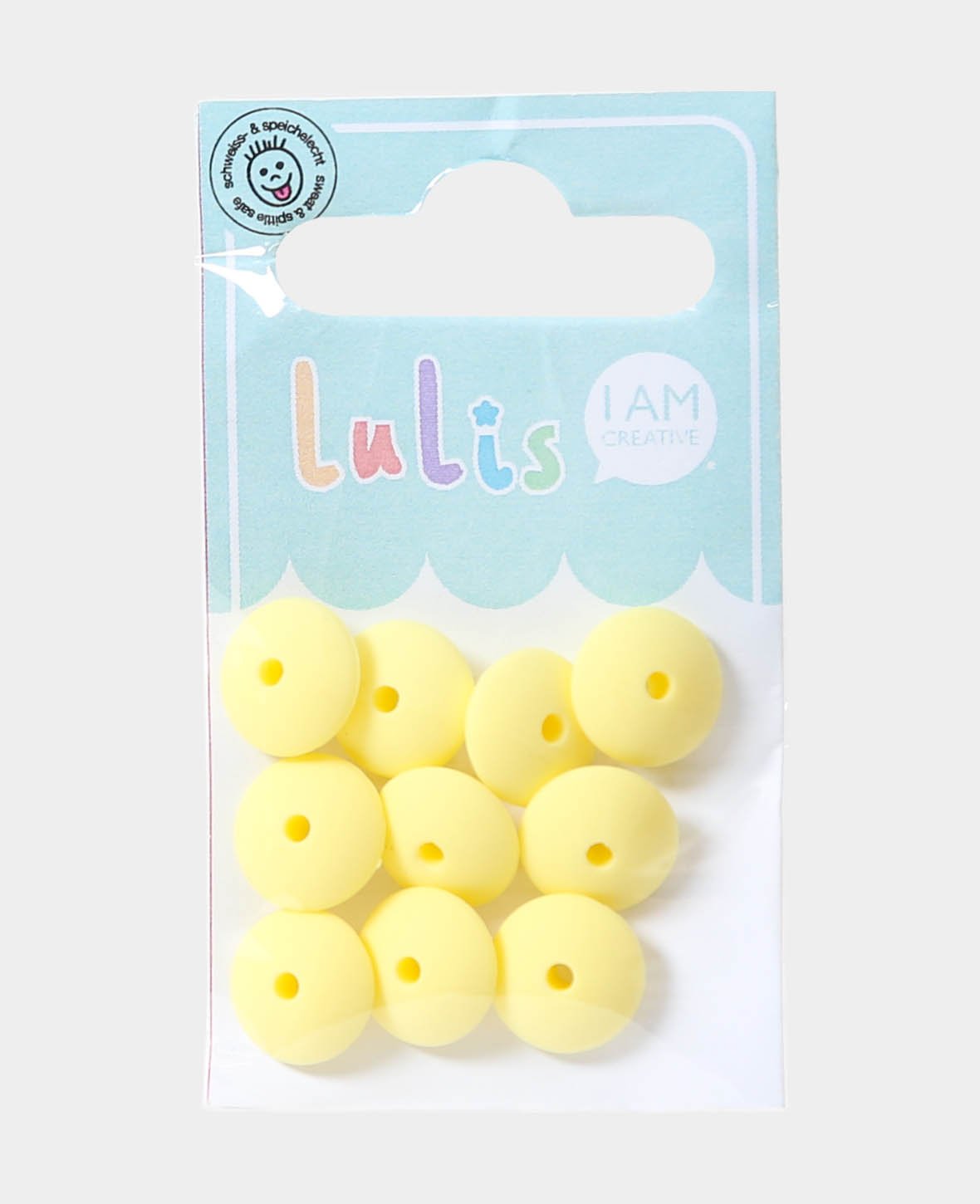 Lentilles pour attaches-sucettes, jaune, ø 1,2 x 0,7 cm, 10 p.