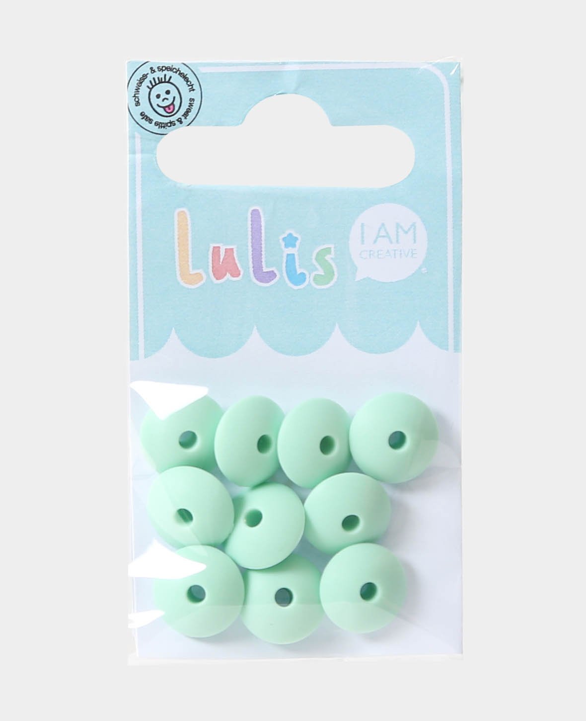 Perles lentilles pour attaches-tétines, menthe, ø 1.2 x 0.7 cm, 10 pcs.