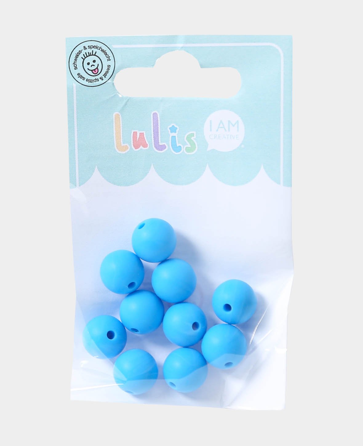 Beads for Pacifier Chains, Blue, ø 1.2 cm, 10 pcs.
