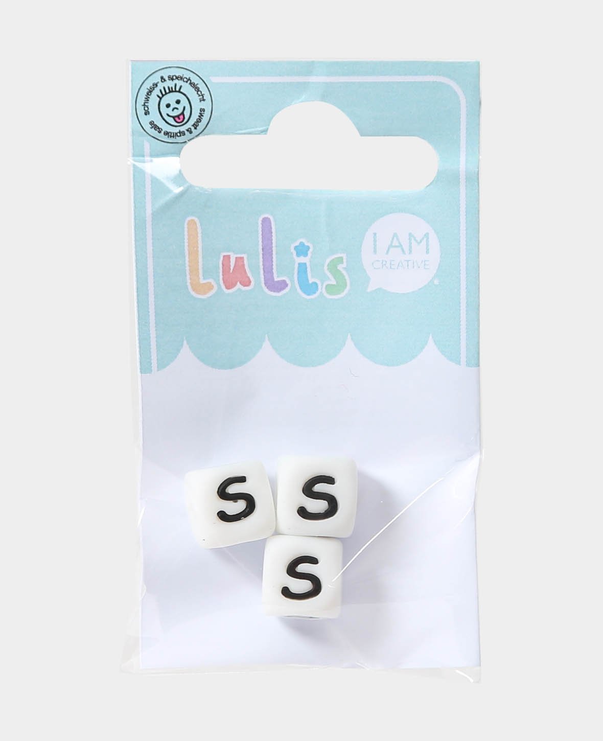 Lettres S pour attaches-tétines, N&B, 1 x 1 cm, 3 pièces