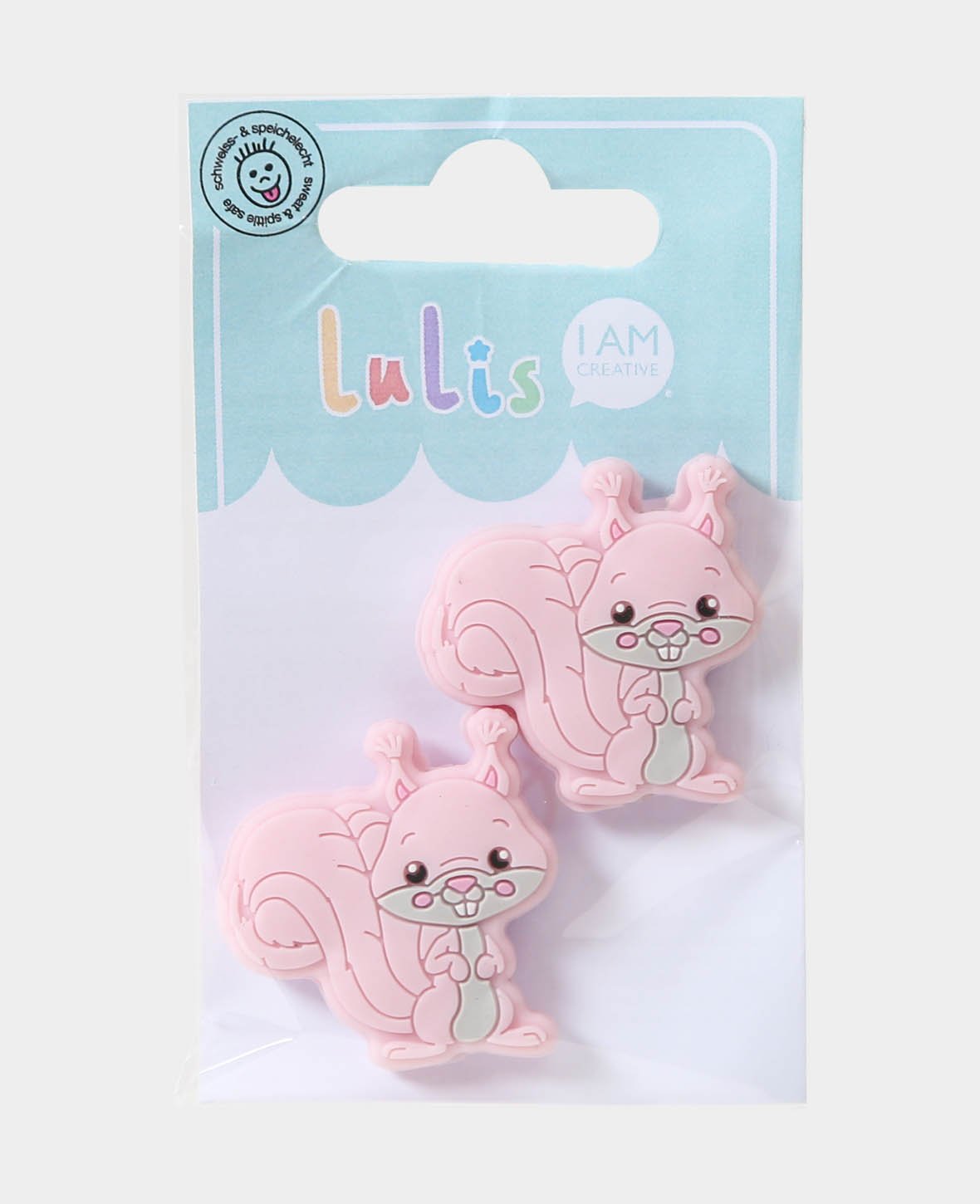Squirrel Bead for Soother Chains, Light Pink, 3.3 x 0.9 x 3.3 cm, 2 pcs.
