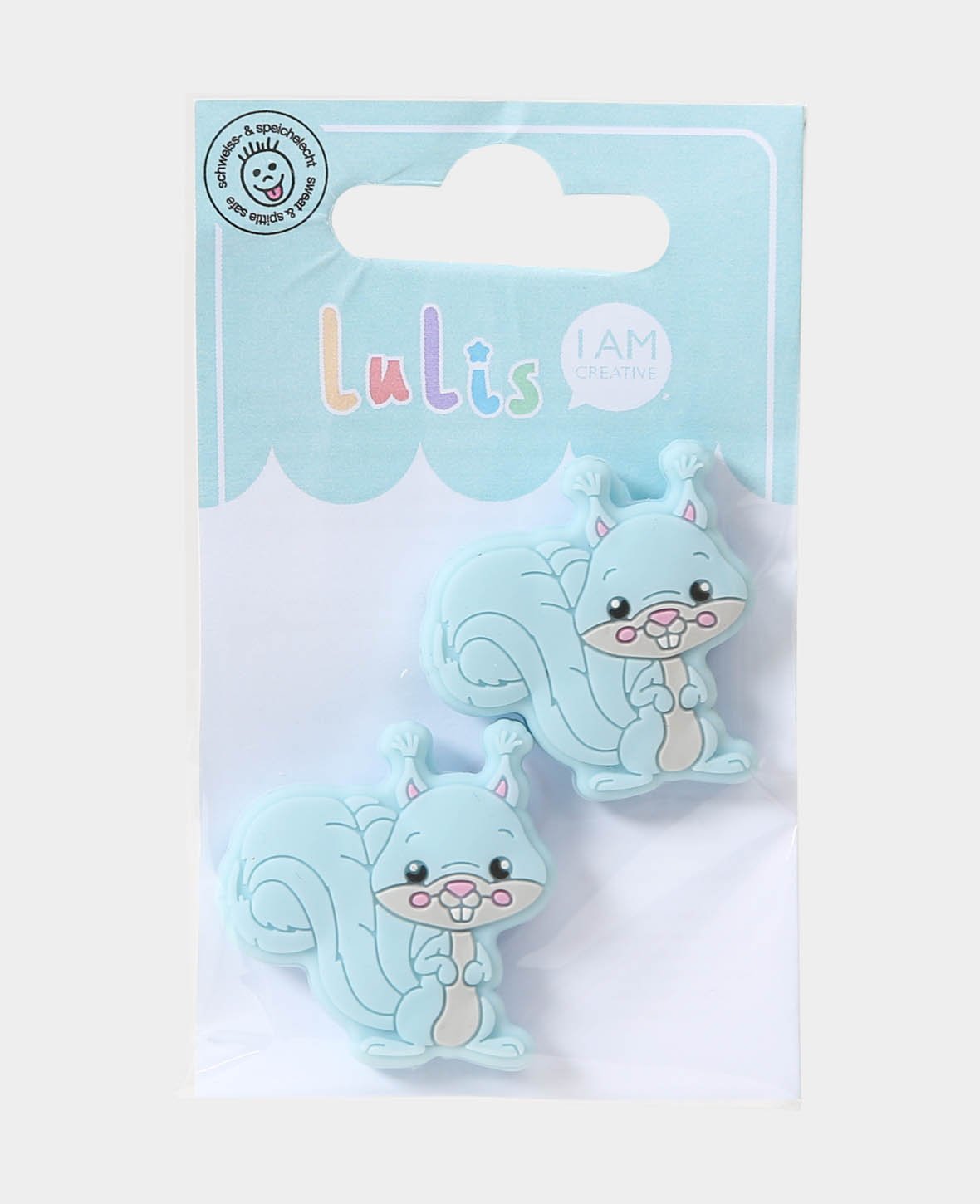 Squirrel Pacifier Chain Bead light blue, 3.3 x 0.9 x 3.3 cm, 6 g, 2 pcs.