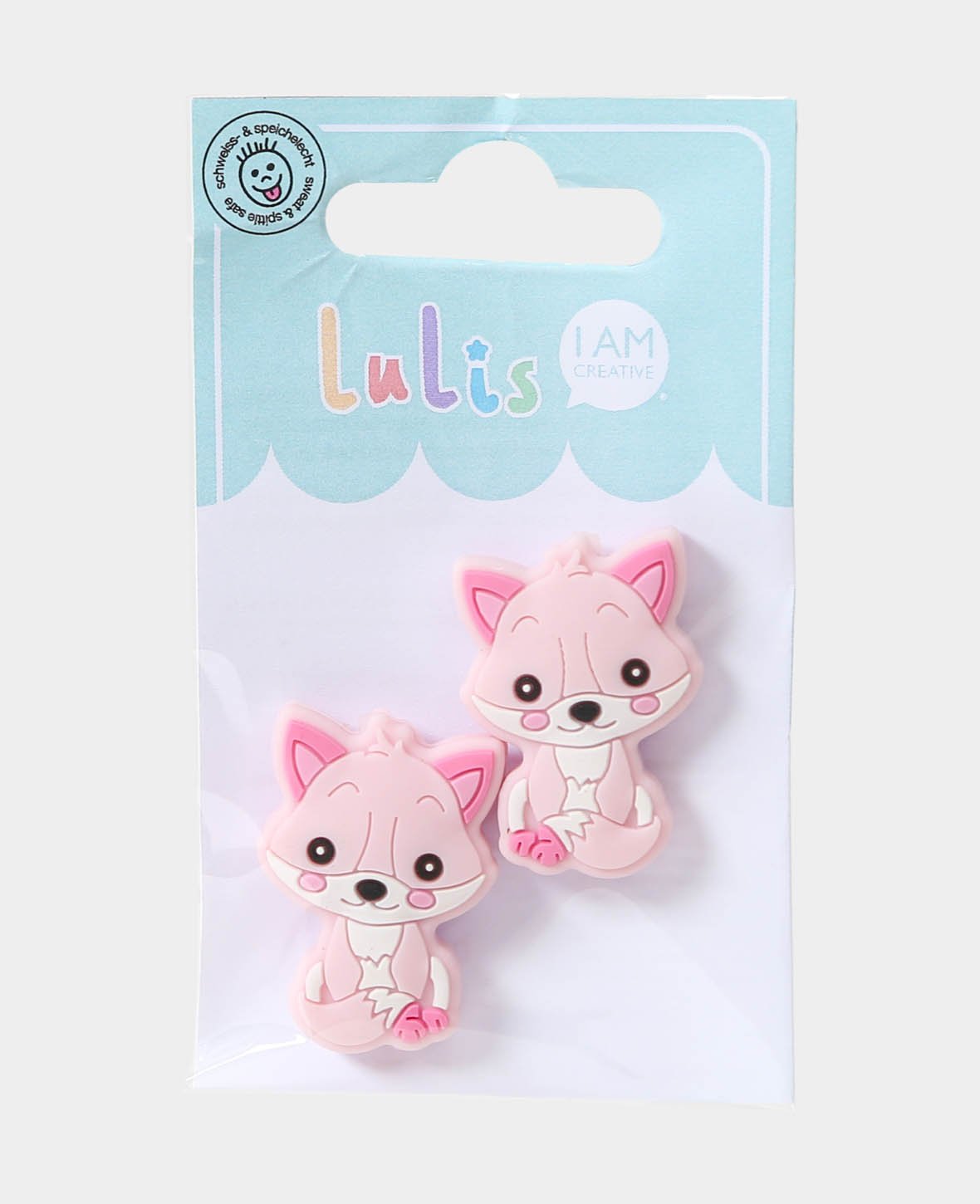 Fox Pearl for pacifier chains, Light Pink, 2.4 x 0.9 x 3.4 cm, 2 pcs.