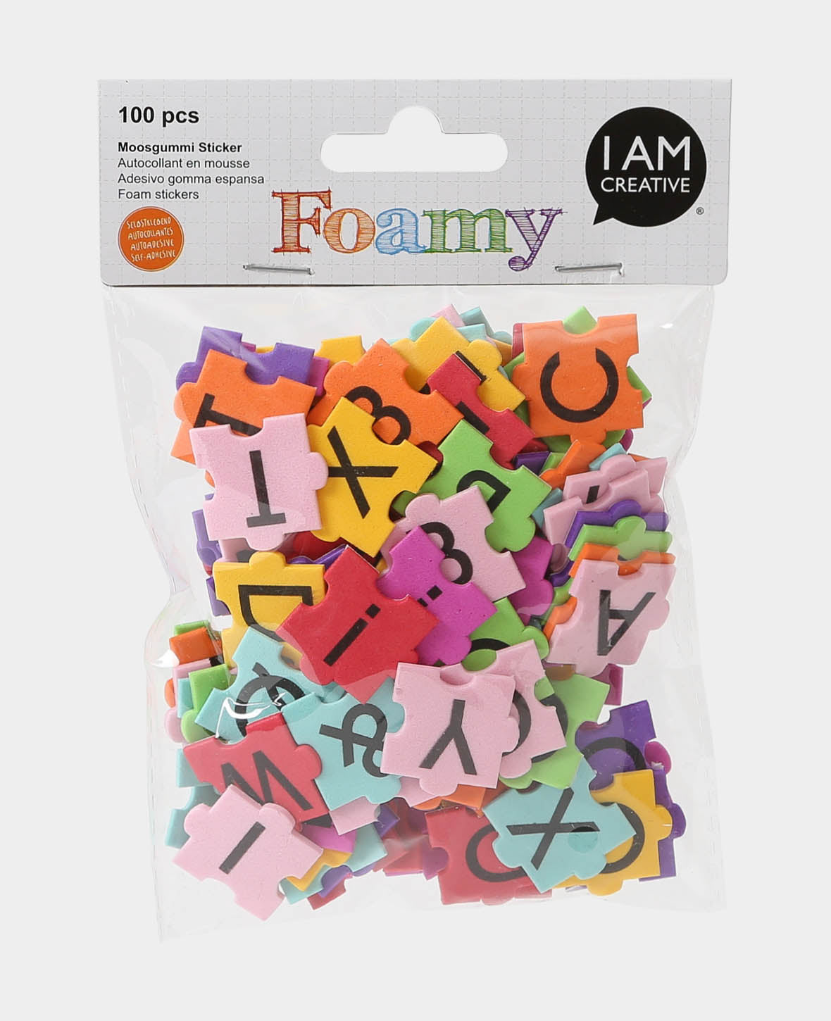 Stickers ABC en mousse, 2,5 x 2,5 cm, 100 pces.