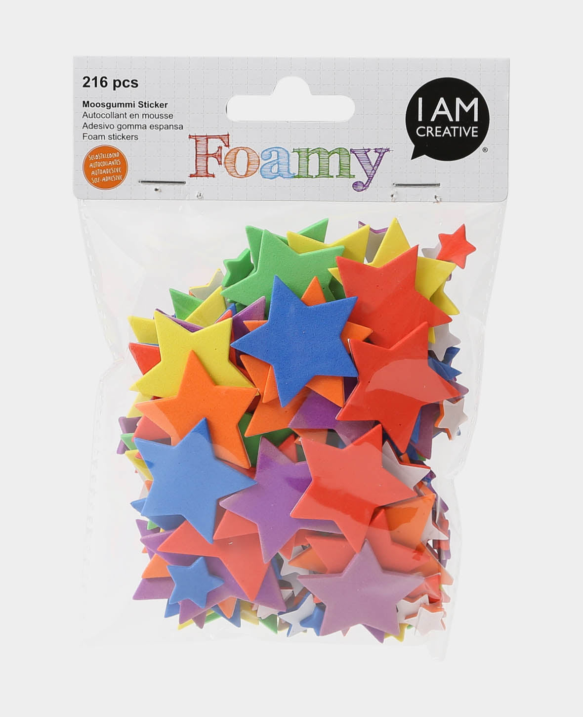 Autocollants en mousse étoiles, Ø 1, 4.5 cm, 216 pièces.