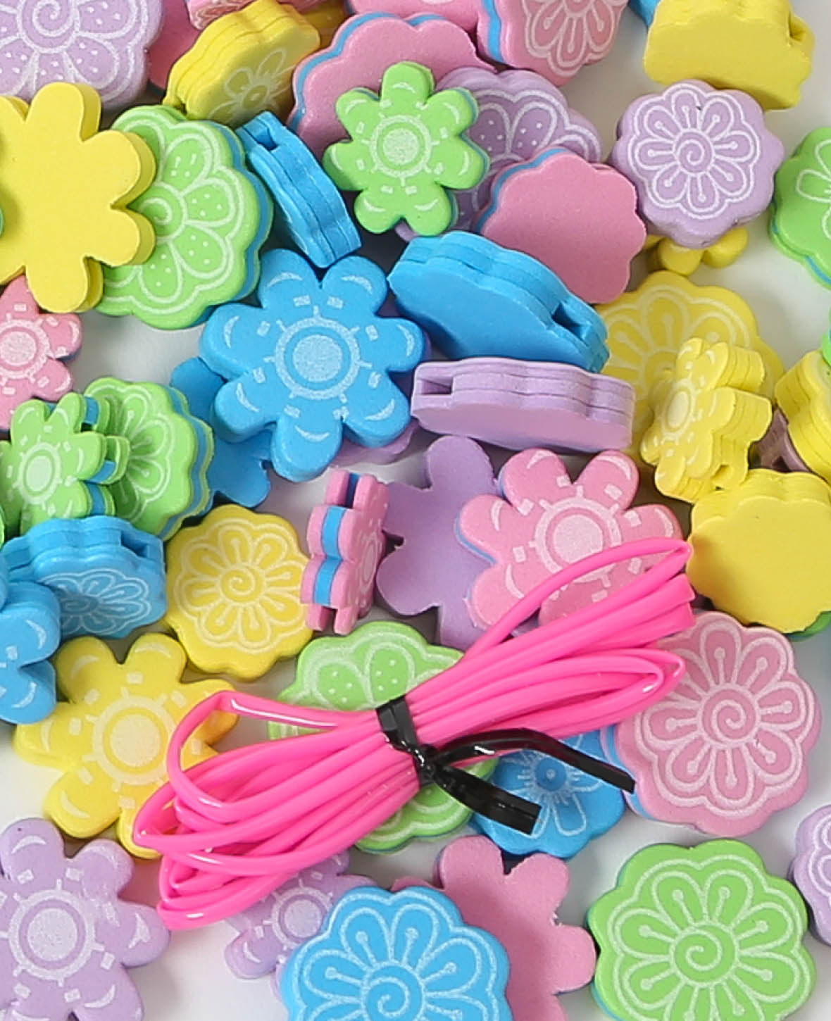 Autocollants en mousse perles de fleurs, 60 pièces