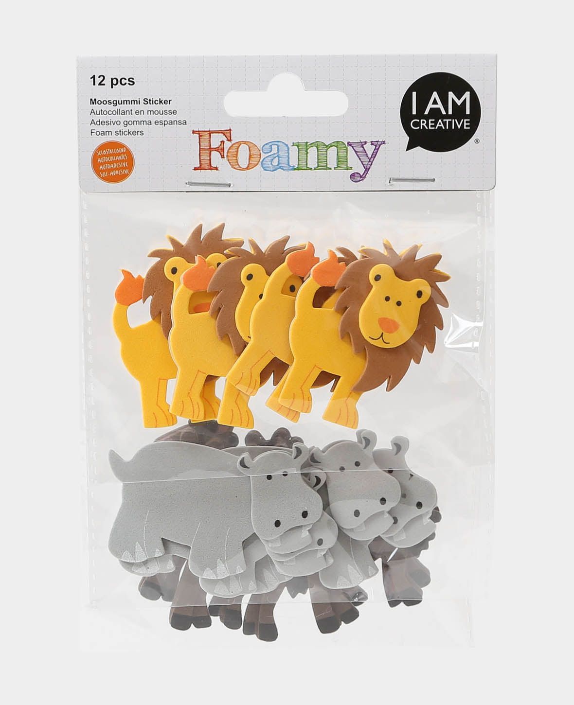Stickers en mousse Animaux sauvages II, 5,5-6 cm, 12 pces