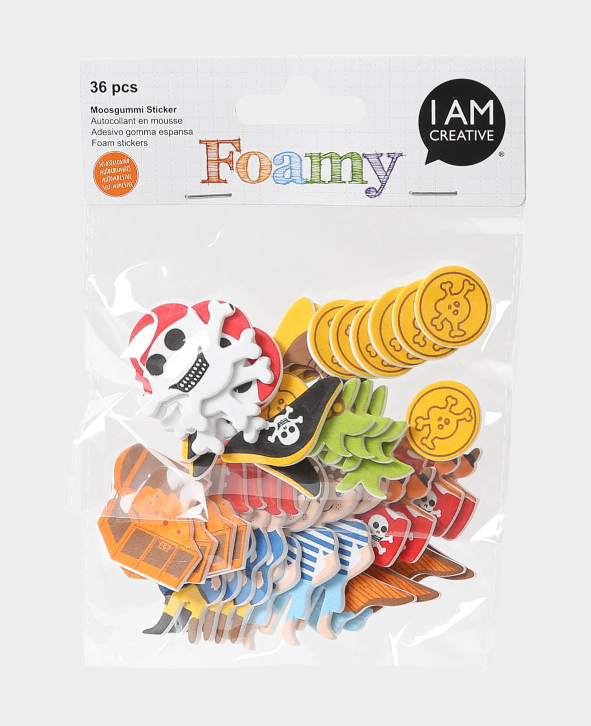 Foam Rubber Pirate Stickers, 2-5.5 cm, 36 pcs.