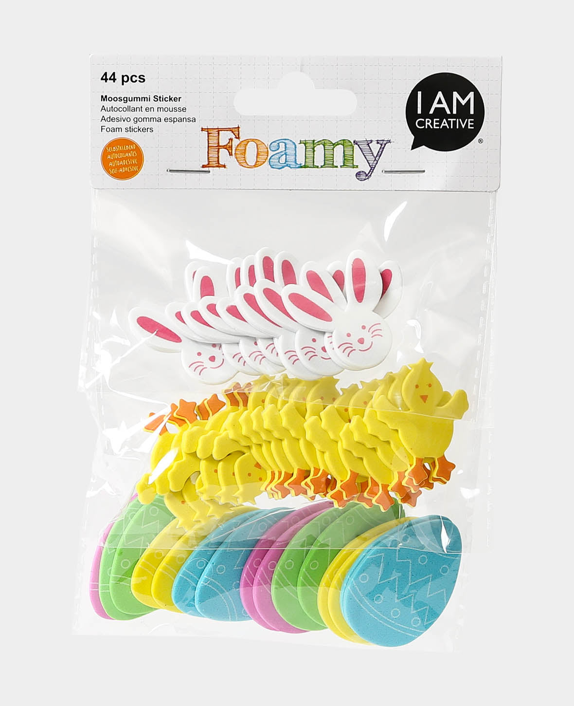 Foam rubber Easter / bunny / chick, approx. 2.9 - 4.3 cm, 44 pcs.