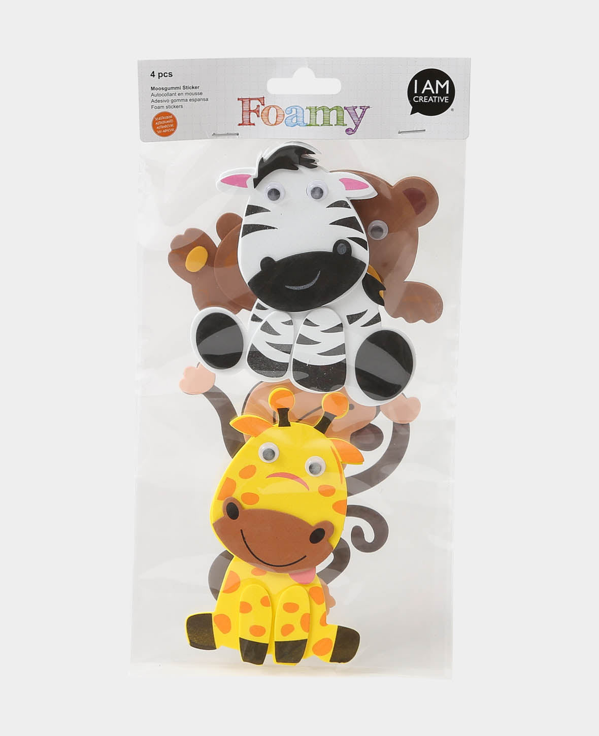 Moosgummi 3D Wild Animals, 16.5 x 12 cm, 4 pcs.