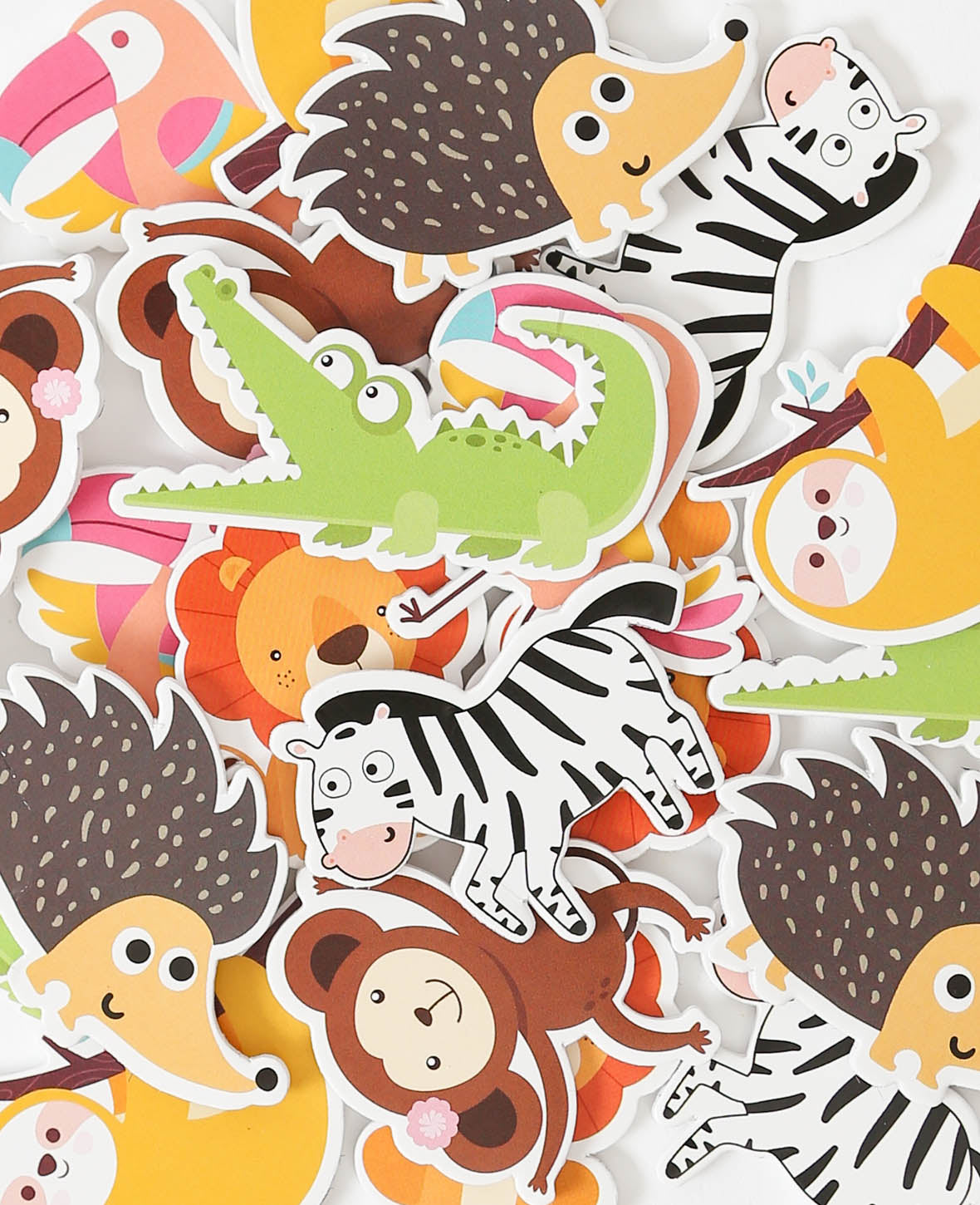 Foam Rubber Jungle Animals, approx. 4 x 4.5 cm, 21 pieces.
