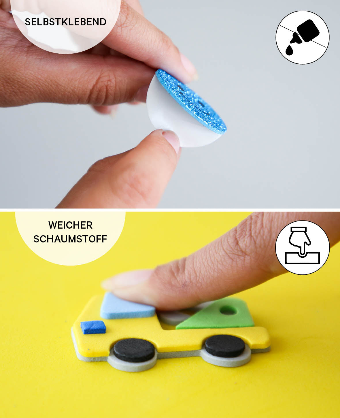 Foam Stickers Flowers, ø 3.7 cm, 36 pcs.
