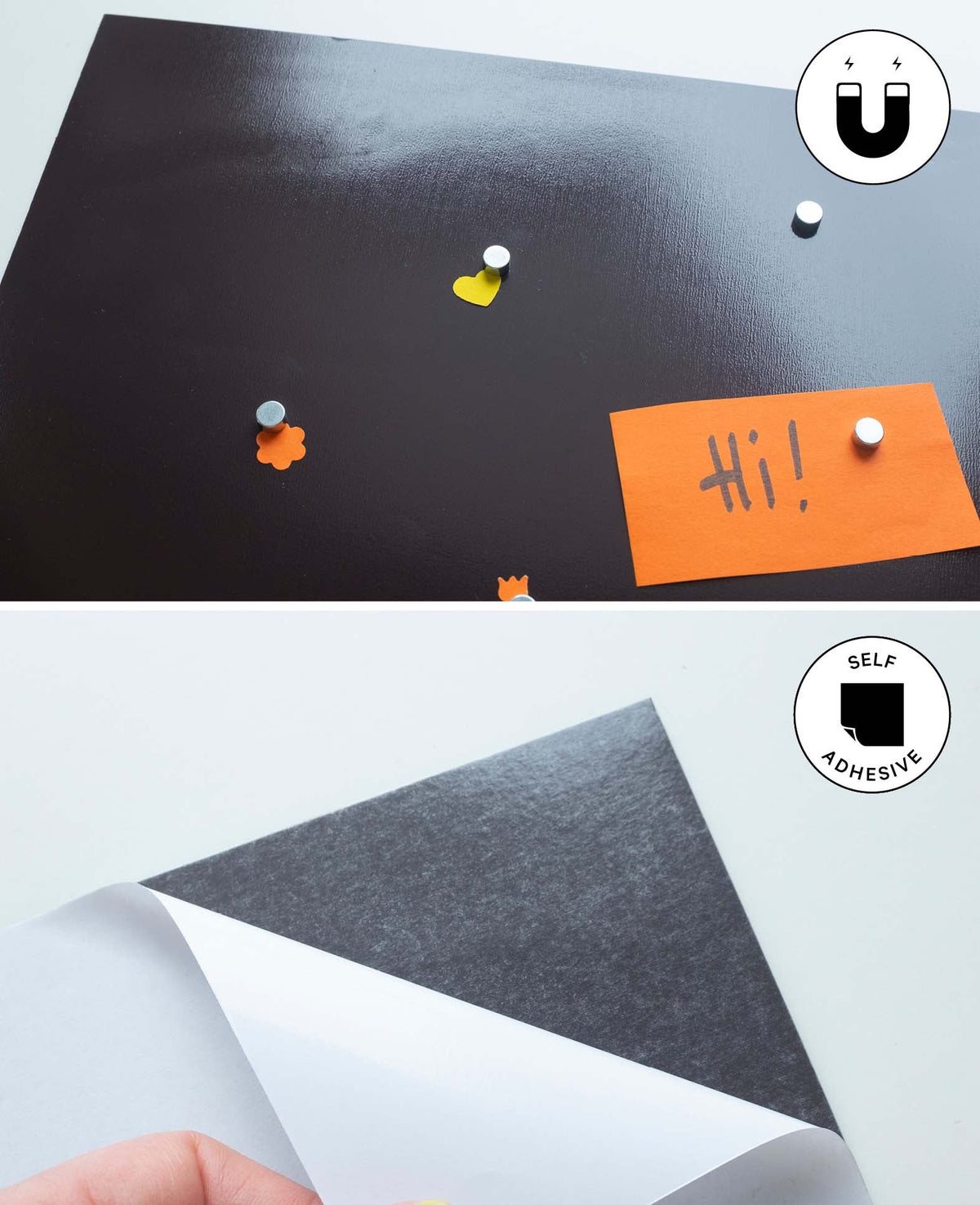 Magnetfolie A4, Folie magnetisch und selbstklebend zur Herstellung von individuell zugeschnittenen Magneten, Schwarz, 210 x 1 x 297 mm