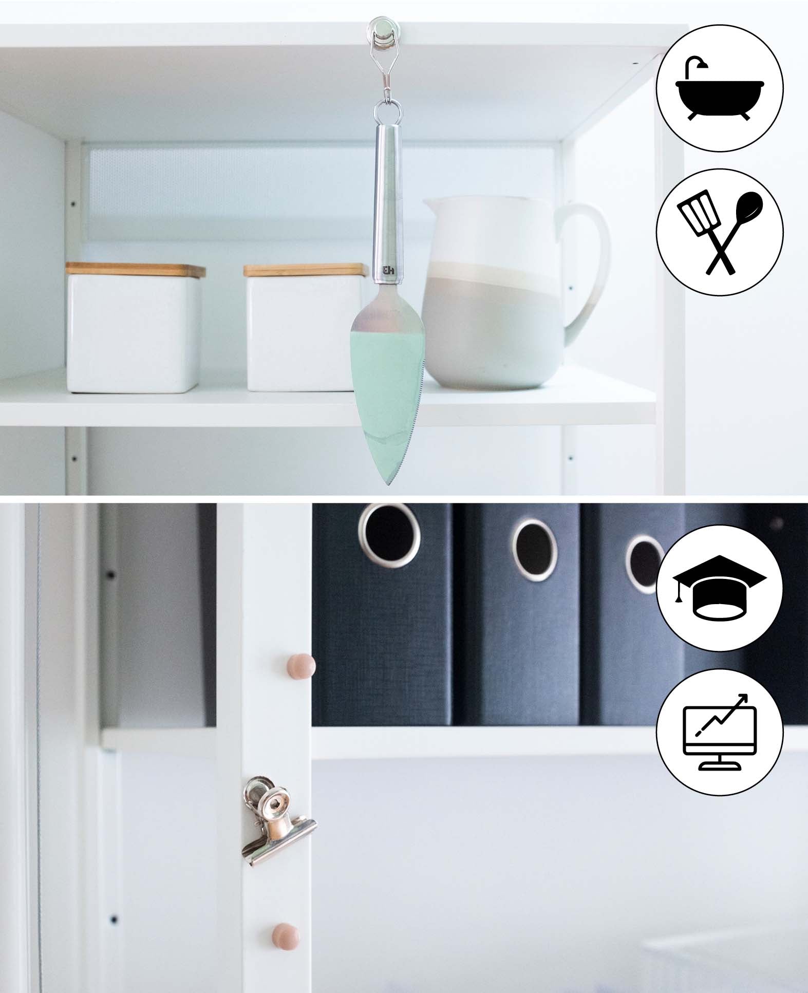 Extra strong magnetic hooks, magnets with movable wire hook, silver, 2.5 x ø 2.5 x 6.5 cm, 2 pieces