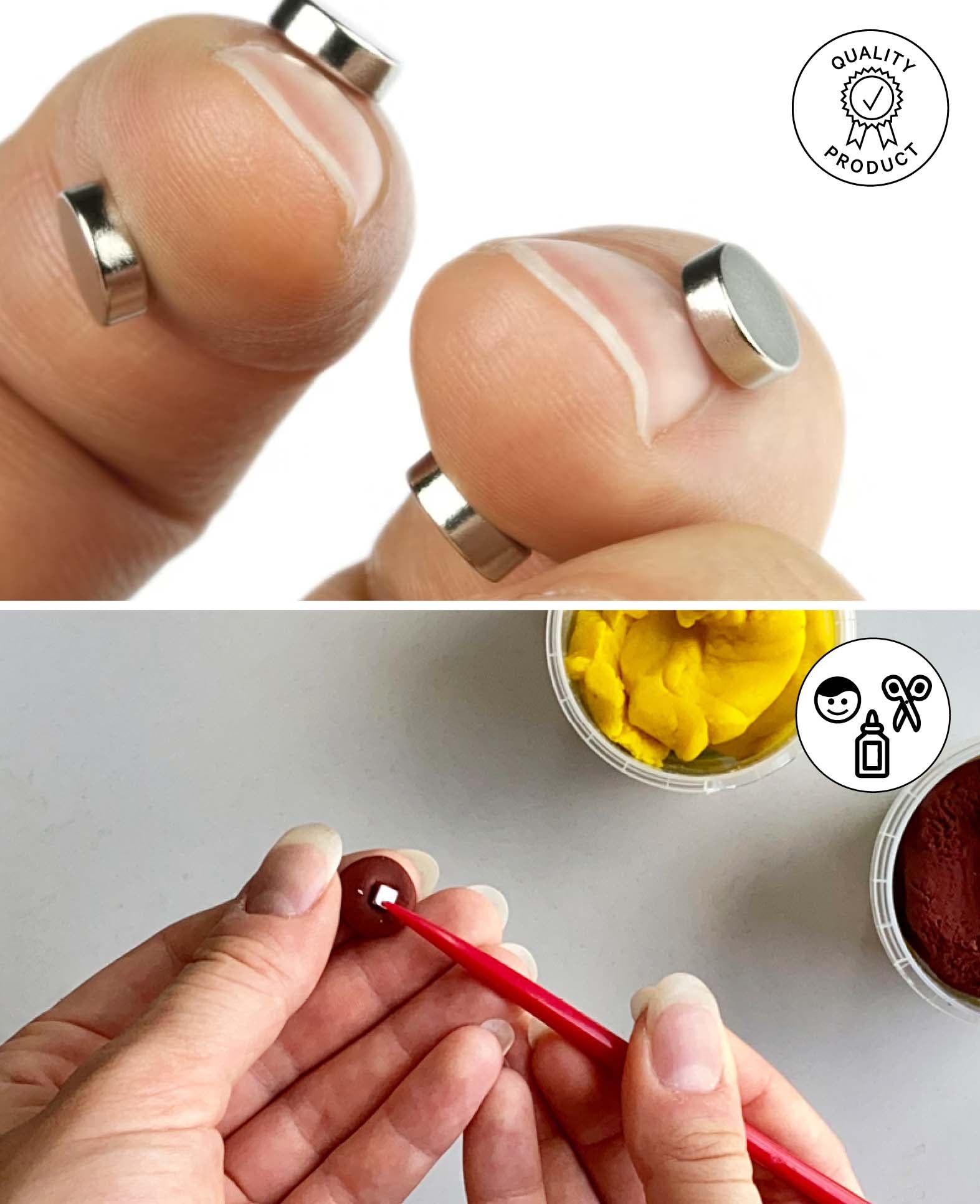 Strong rod magnets, bar magnets with good adhesive force, silver, 0.4 x 0.4 x 1 cm, 6 pieces