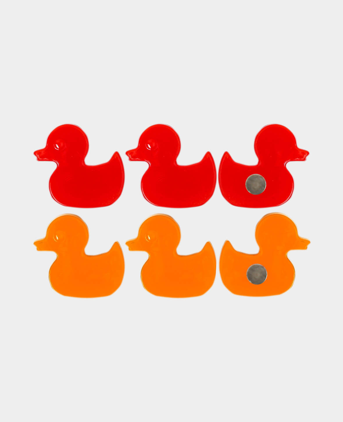 Magnetic Duck, Decorative Magnets, Red & Orange, 0.7 x 1.9 x 1.8 cm, 6 Pieces