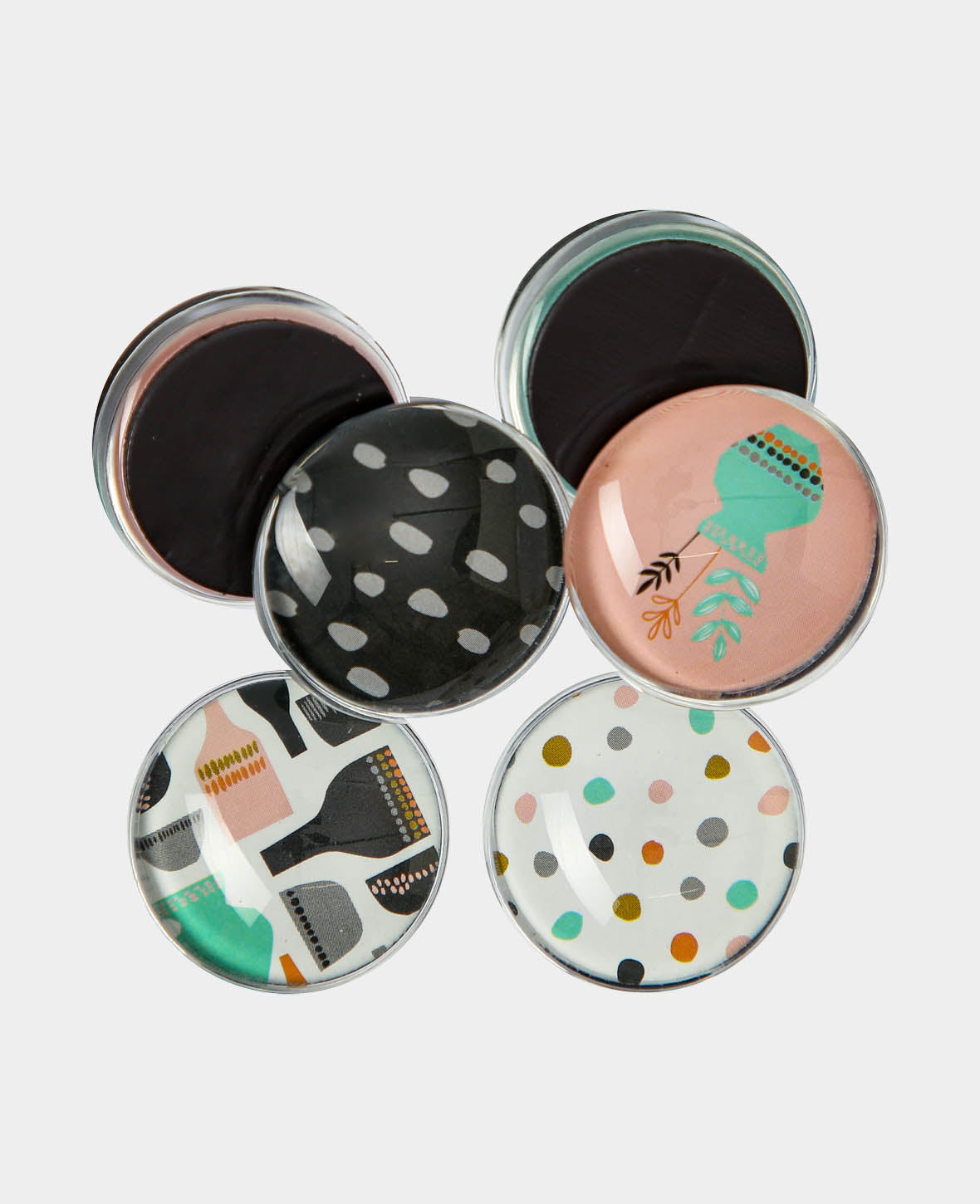Aimants Verre Fresh, aimants décoratifs, multicolores, ø 3 x 1 cm, 6 pièces