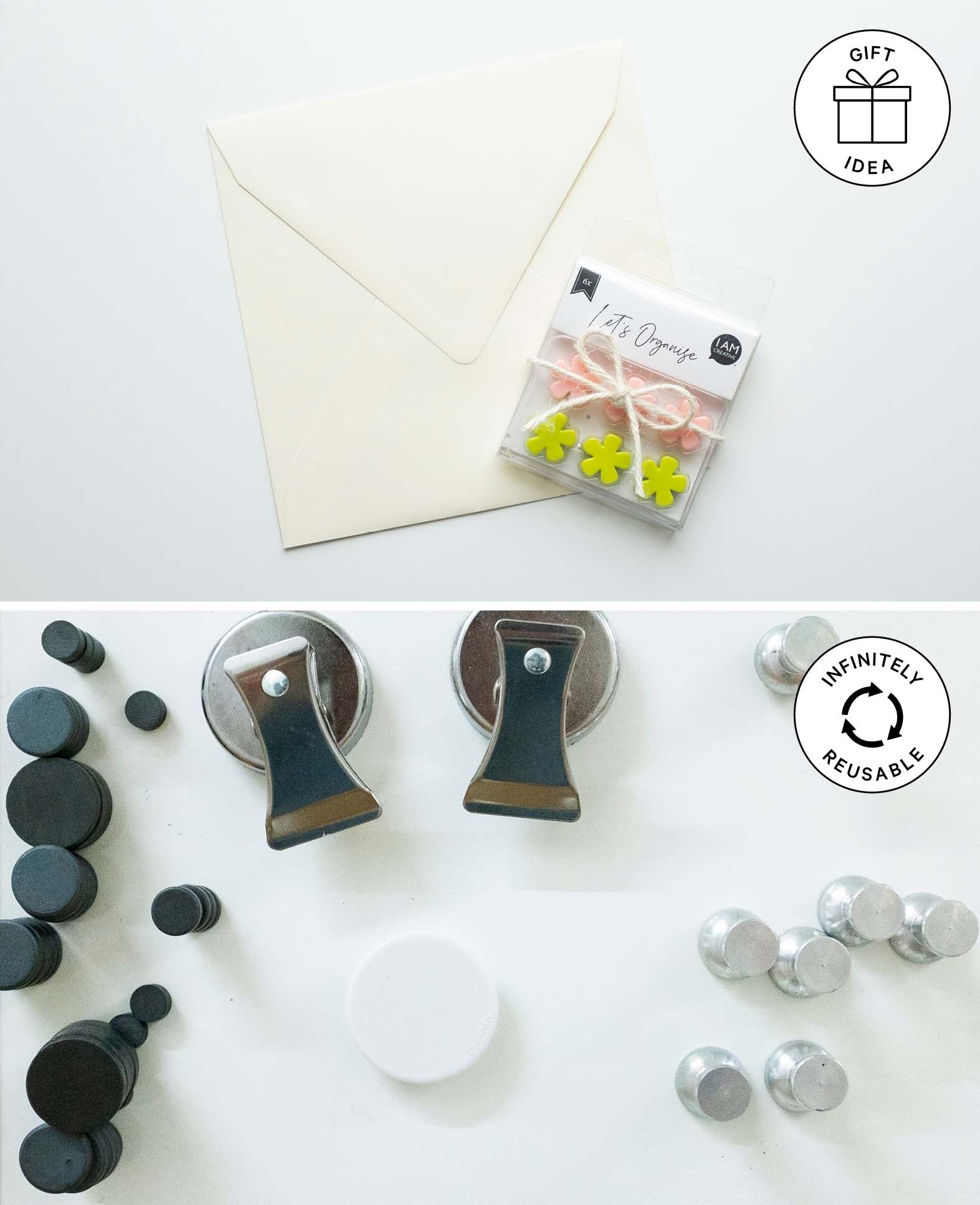 Aimants Smilies, aimants décoratifs, Jaune & Noir, ø 2 cm, 8 pièces