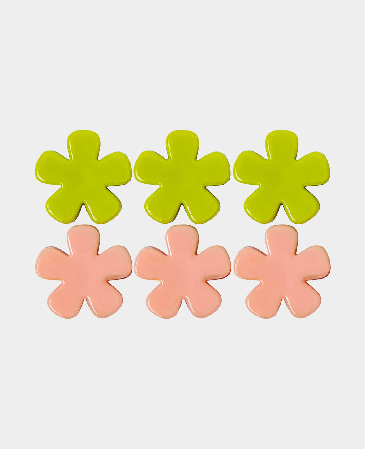 Magnets Fleurs, Aimants décoratifs, Rose & Vert clair, ø 1.7 x 0.7 cm, 6 pièces