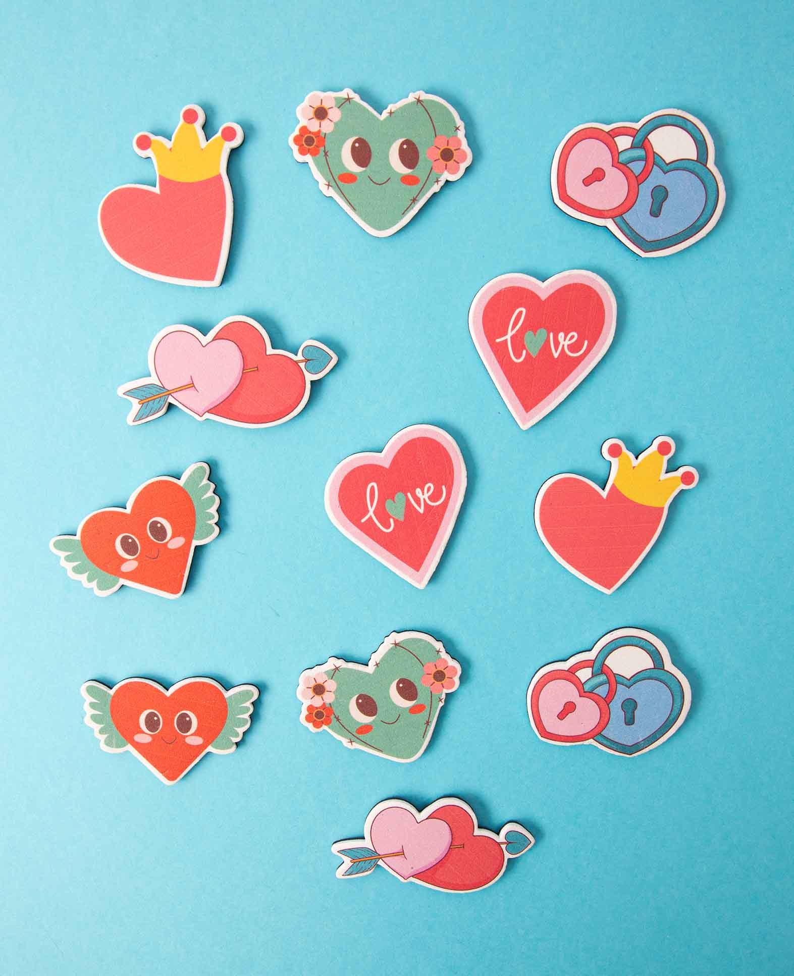 Aimants cœur, pour le bricolage, le jeu et la décoration, 12 pièces.