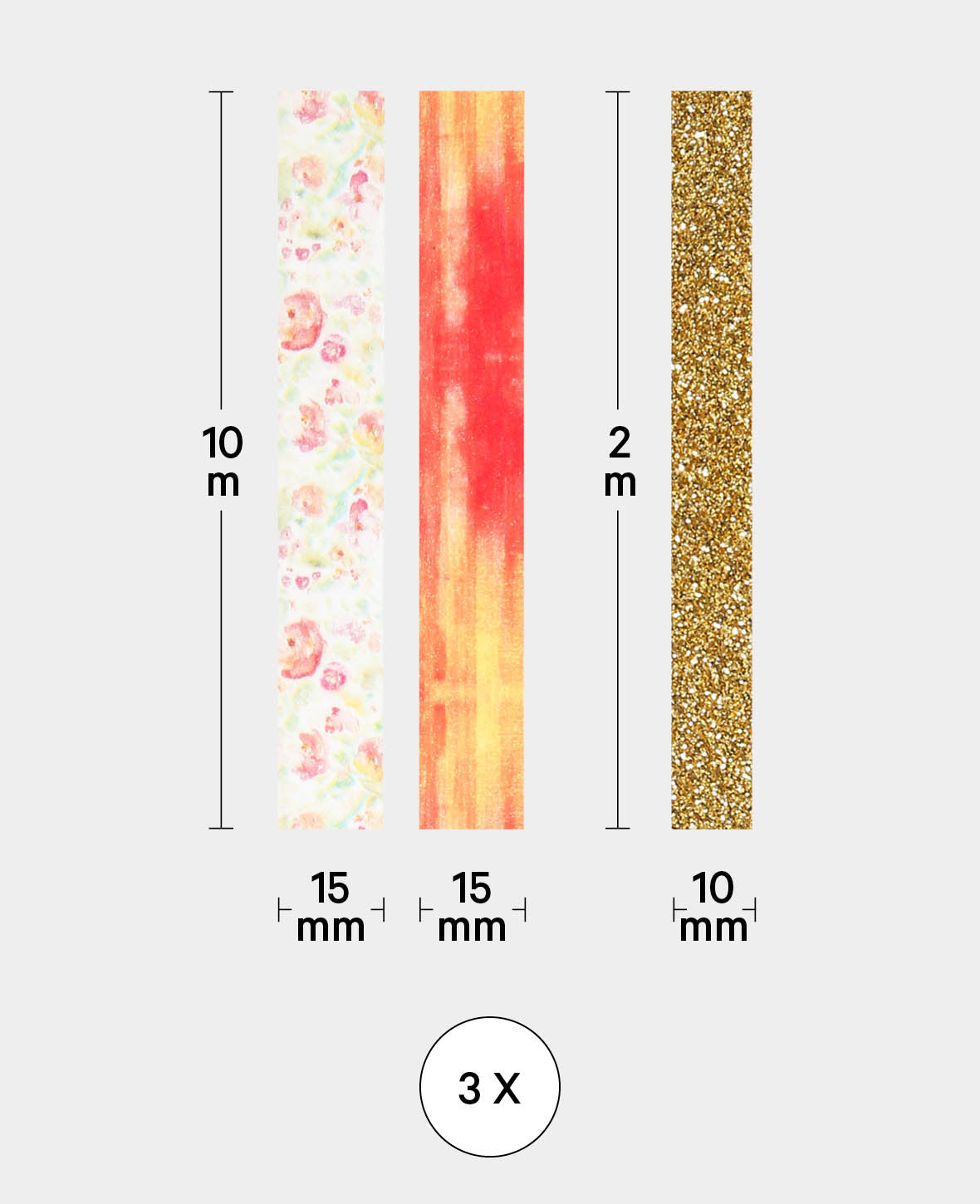 Washi Tape 3er Set, Sunrise Masking Tape