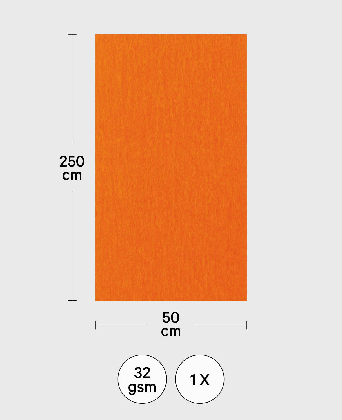 Krepppapier, Orange, 50 x 250 cm