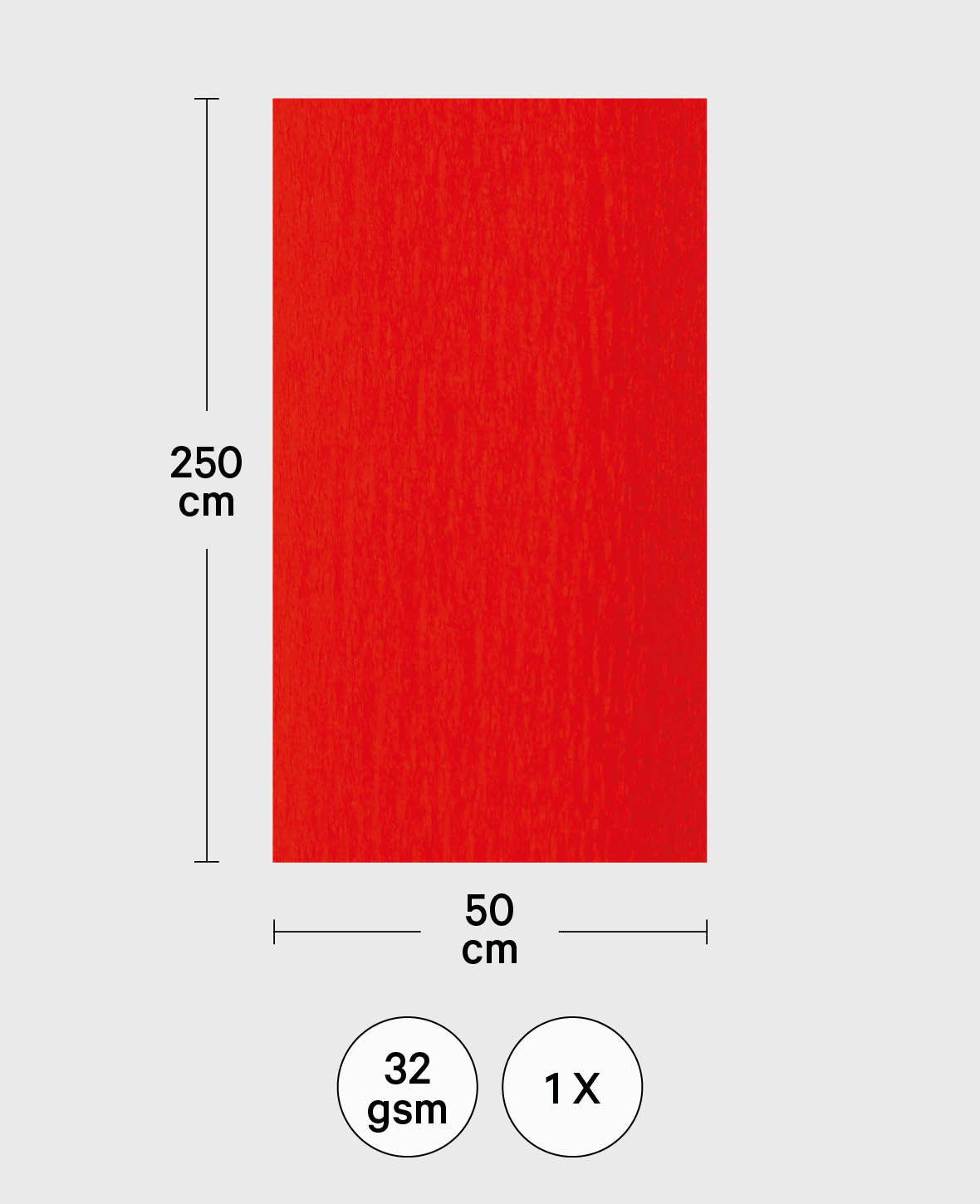 Krepppapier, Rot, 50 x 250 cm