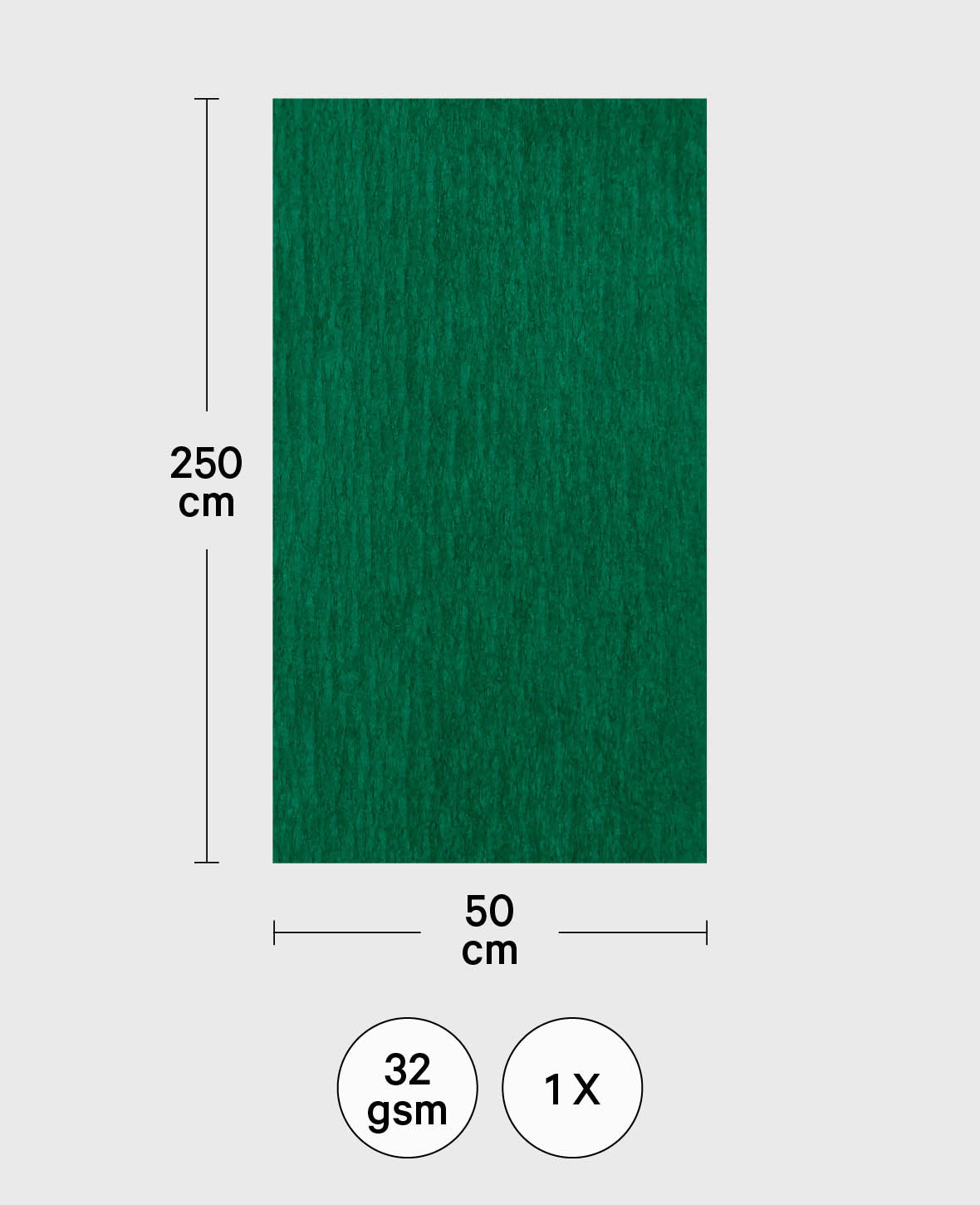 Crepe paper, moss green, 50 x 250 cm