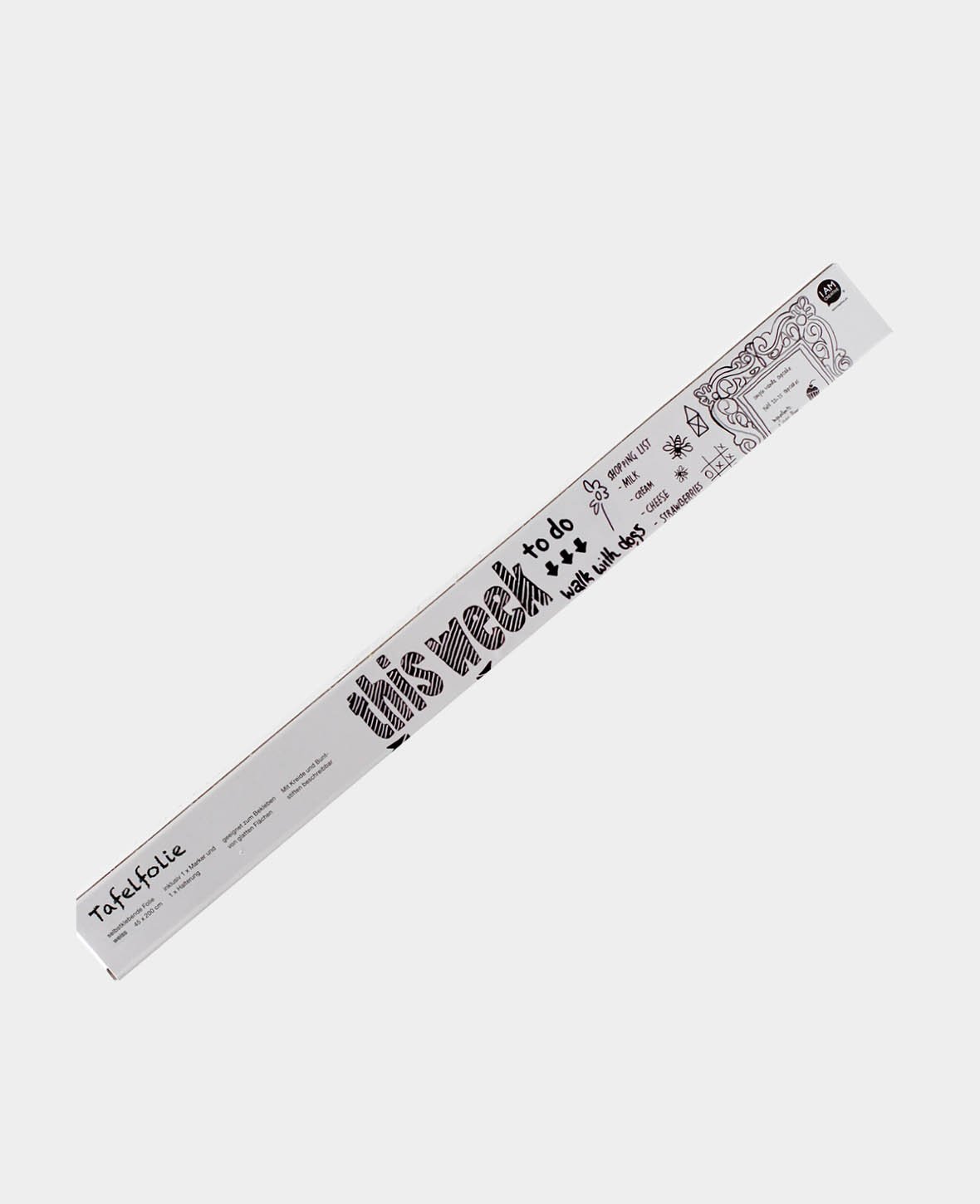 Tafelfolie selbstklebend, Folie für Whiteboard mit schwarzem Marker beschreibbar, Weiss, 45 cm x 2 m, inkl. Marker, gerollt