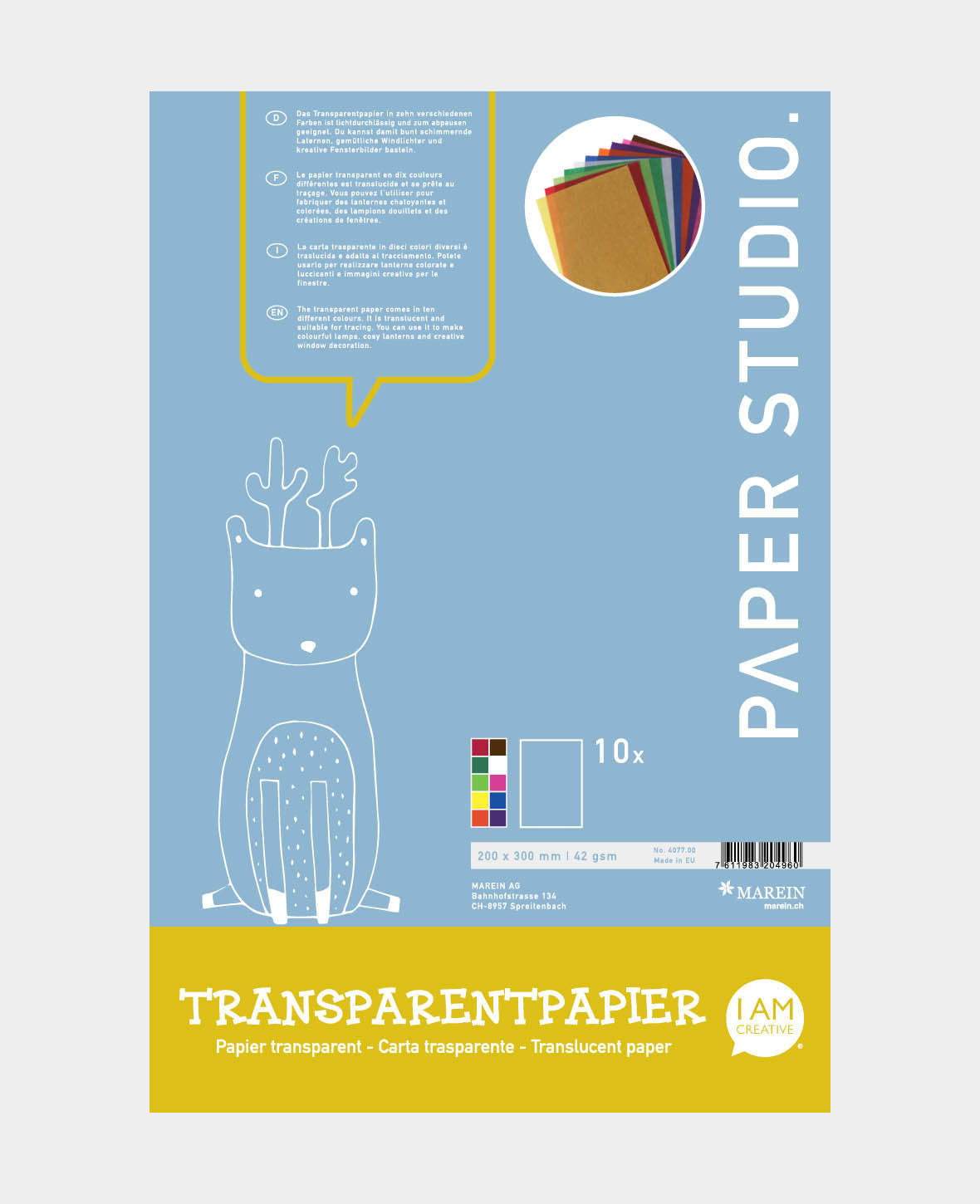 Transparentpapier farbig 20 x 30 cm, 10 Blatt