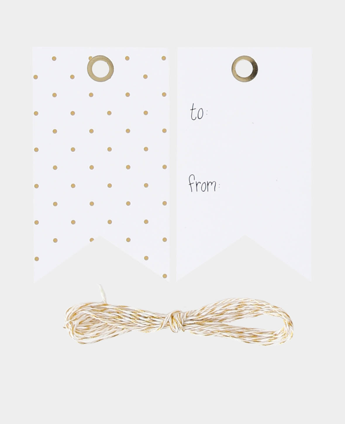 Geschenkanhänger, Weiss & Gold, 2 m Schnur, 50 x 87 mm, 8 Stk.