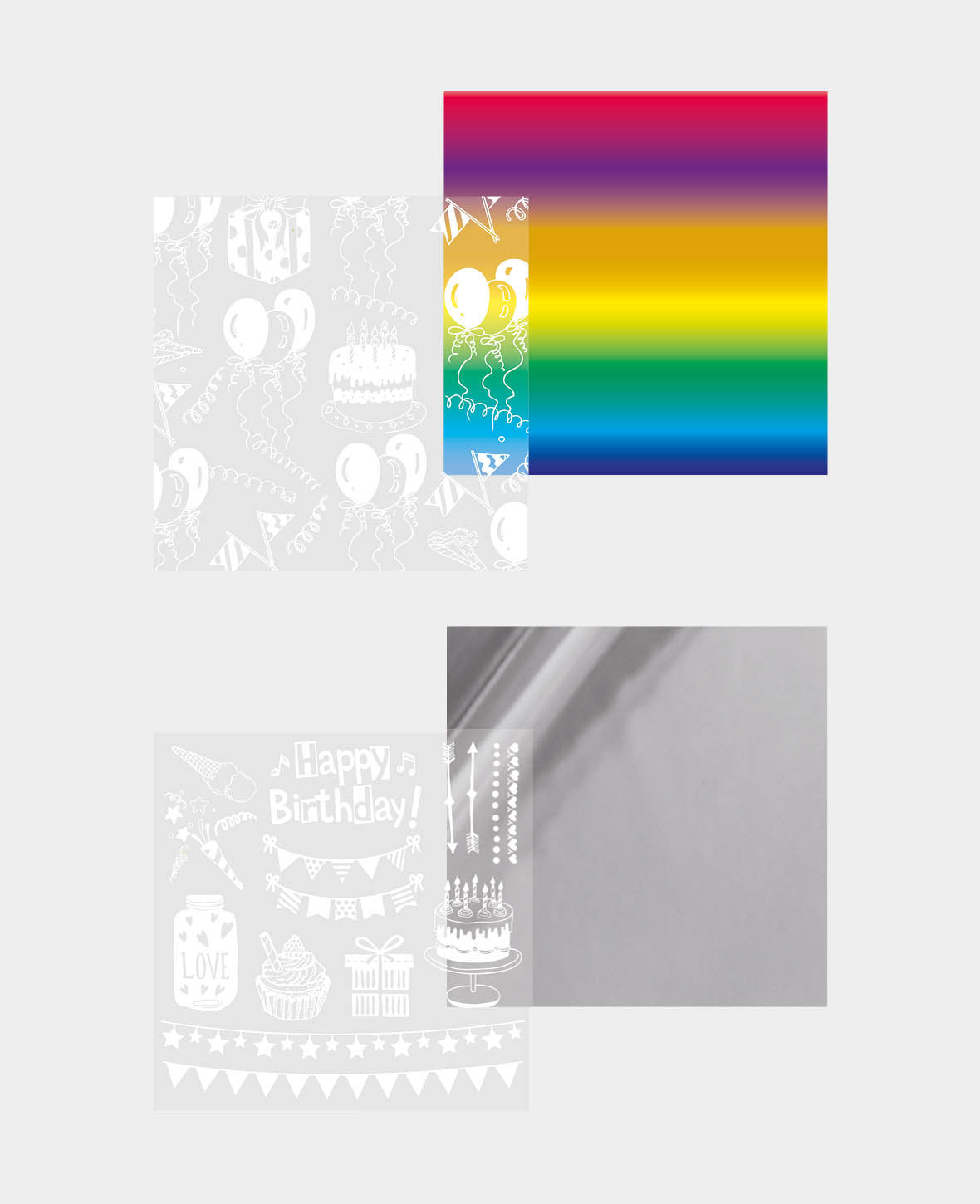 Stickers de transfert à chaud Anniversaire, argent / multicolore