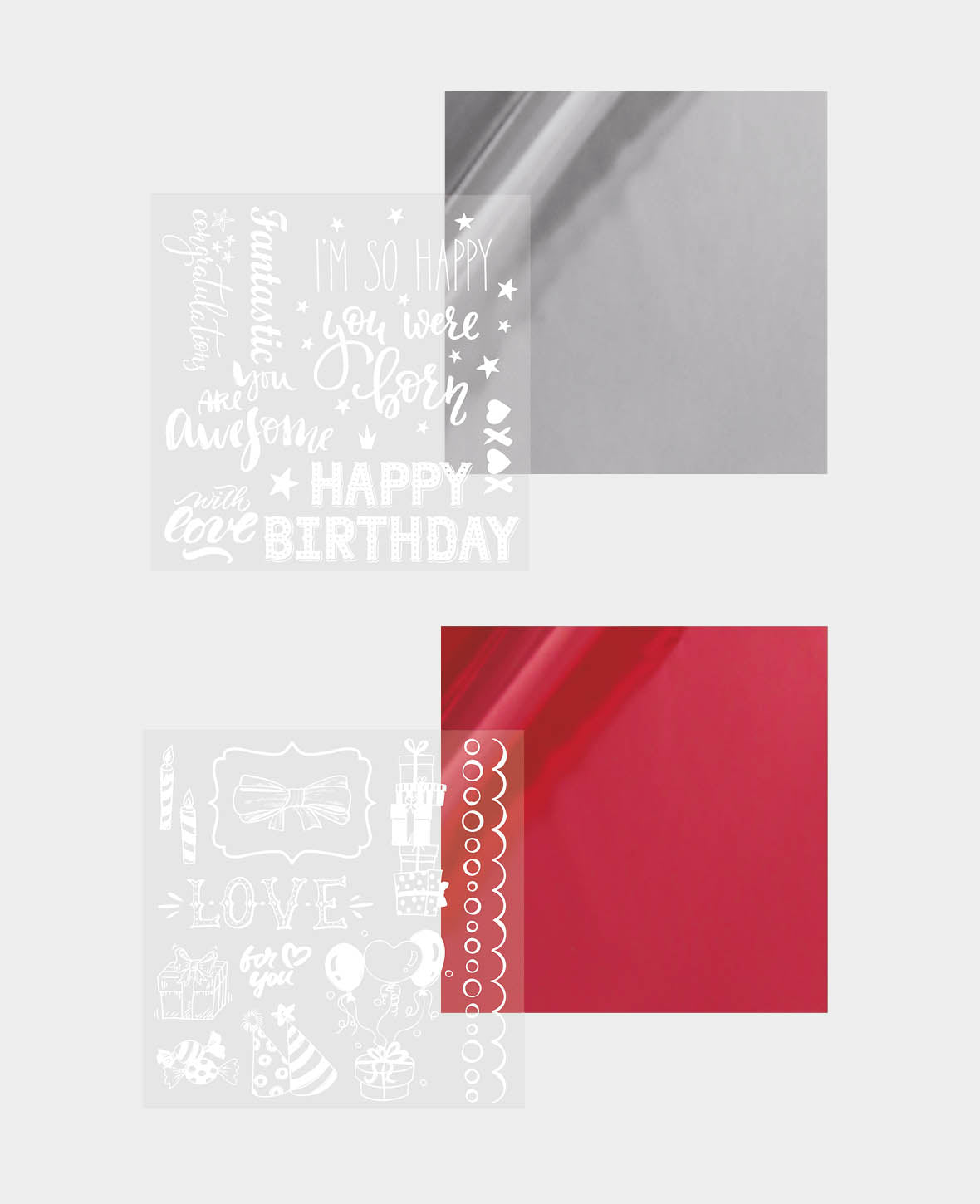 Foil Transfer Stickers Party, Red / Silver