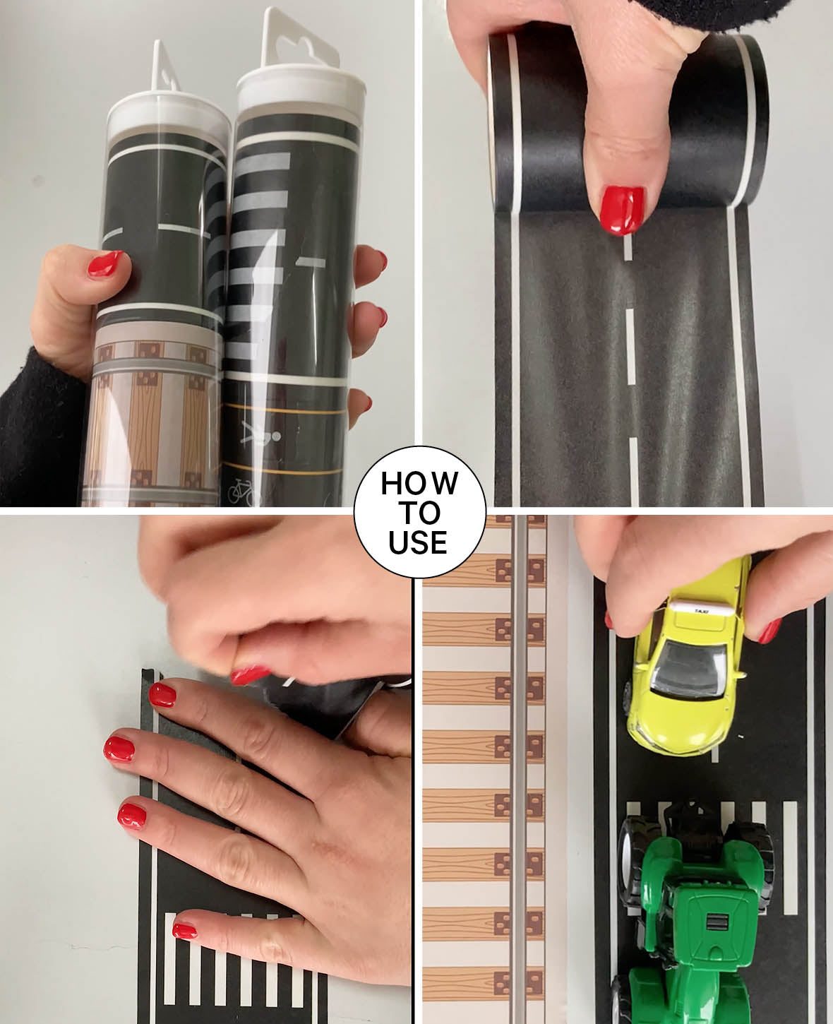 Washi Tape Set, Road & Rail, 70 mm x 5 m, 2 Stk., Masking Tape Strassen- und Eisenbahnschienenklebeband für Kinder zum Spielen