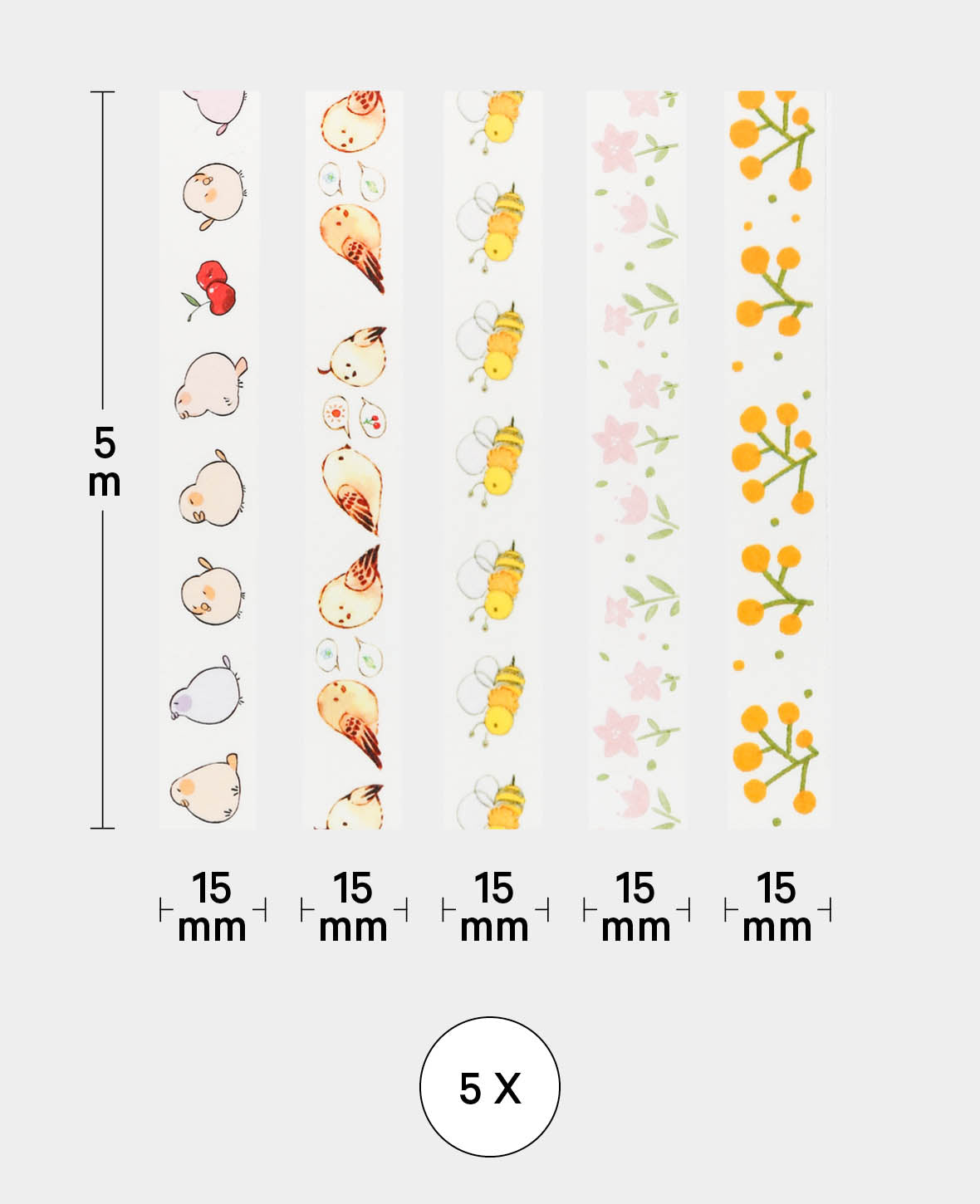 Washi Tape Set Spring, 5 Stk., Masking Tape