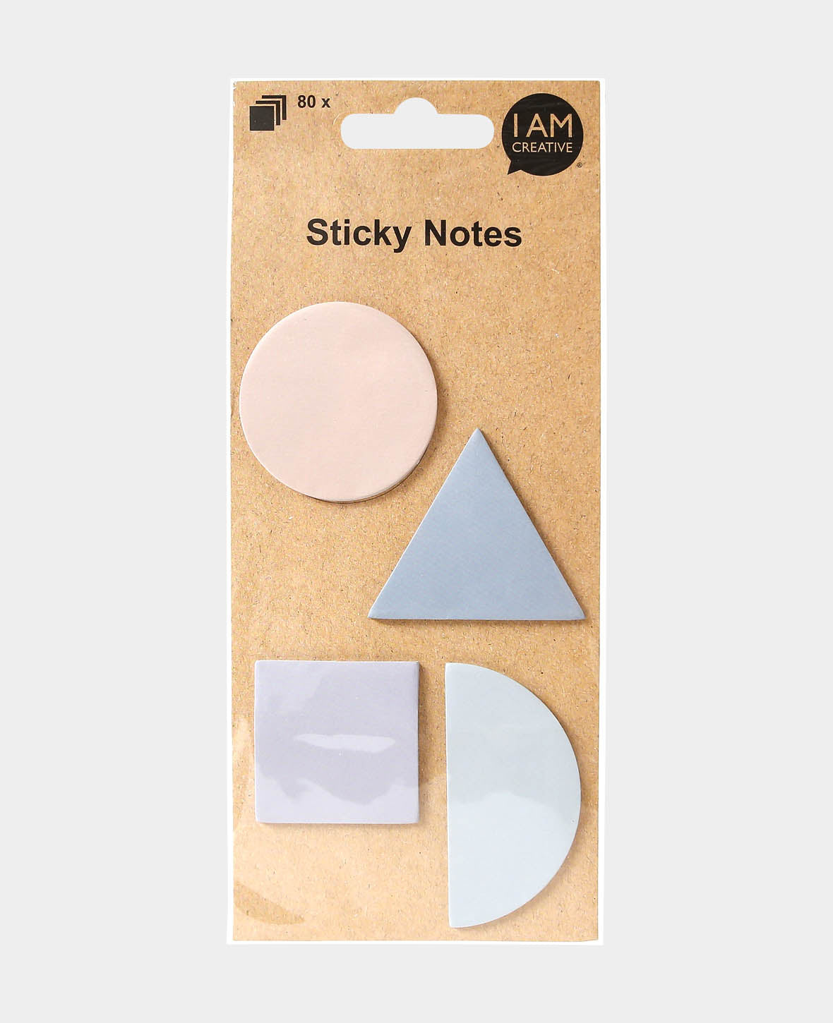 Sticky Notes Geometrie I, Haftnotizen mit selbsthaftenden blanco Notizzetteln in geometrischen Formen, Pastell, ca. 40 x 65 mm, 4 Blöcke à 20 Zettel