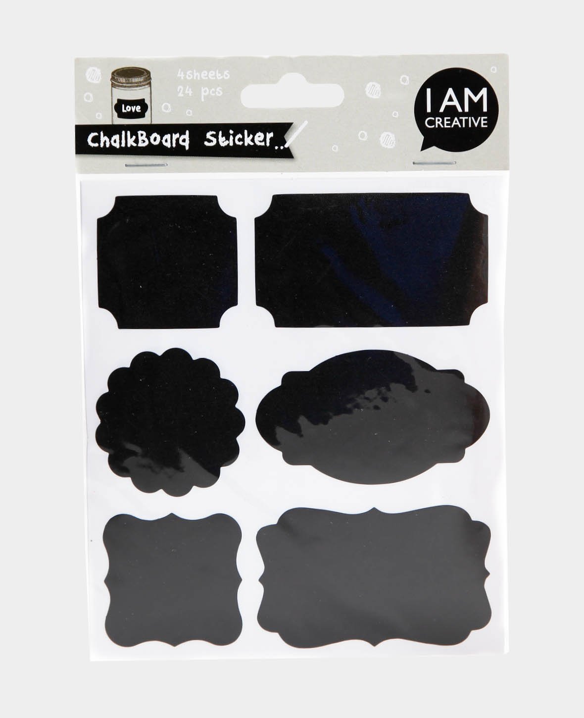 Chalkboard Sticker, Schwarz, 7 x 4 cm & 4 x 4.2 cm, 4 Blatt