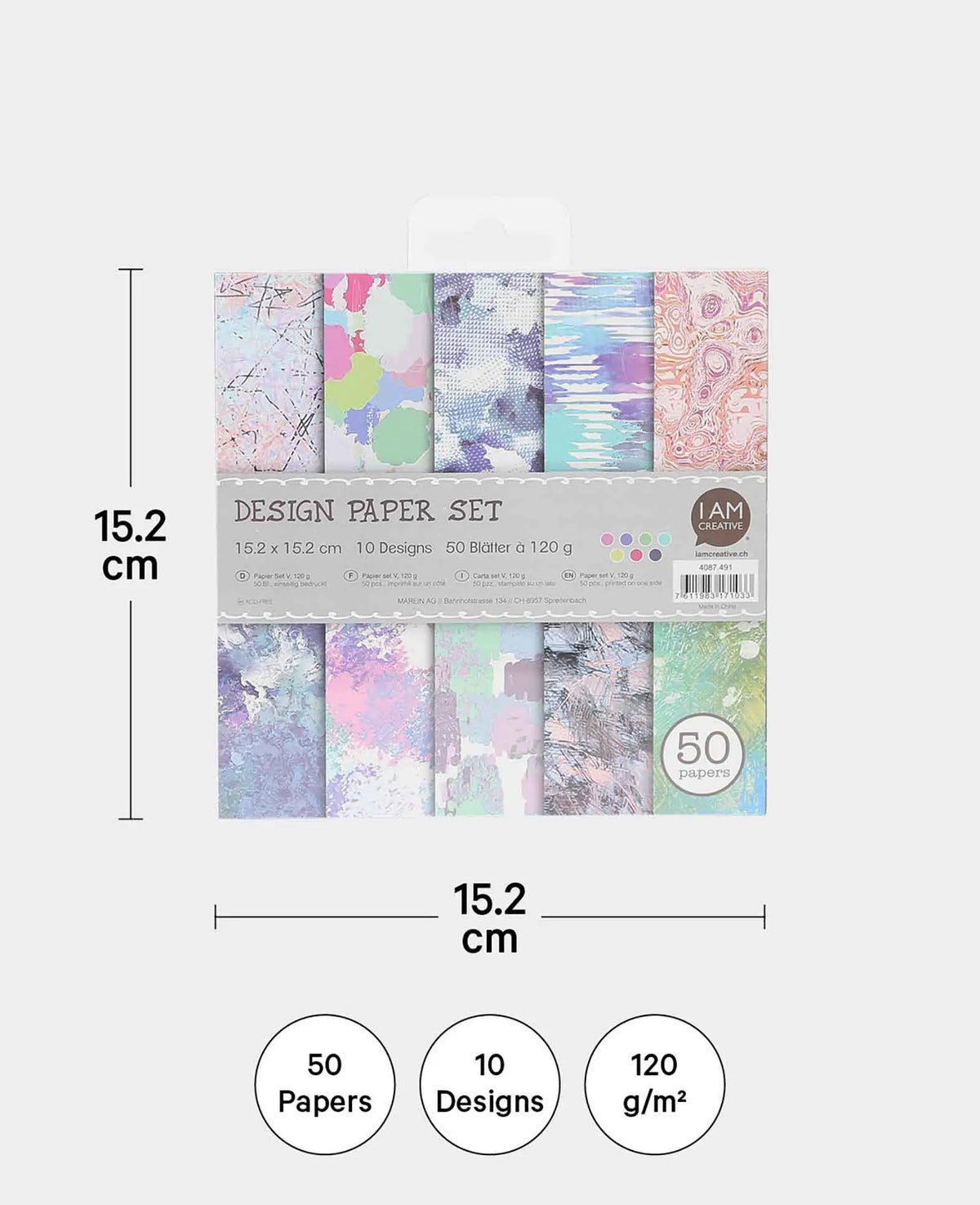 Design Paper Set V, Paper Pad, 6 x 6 inches, 120 gsm, 50 Sheets
