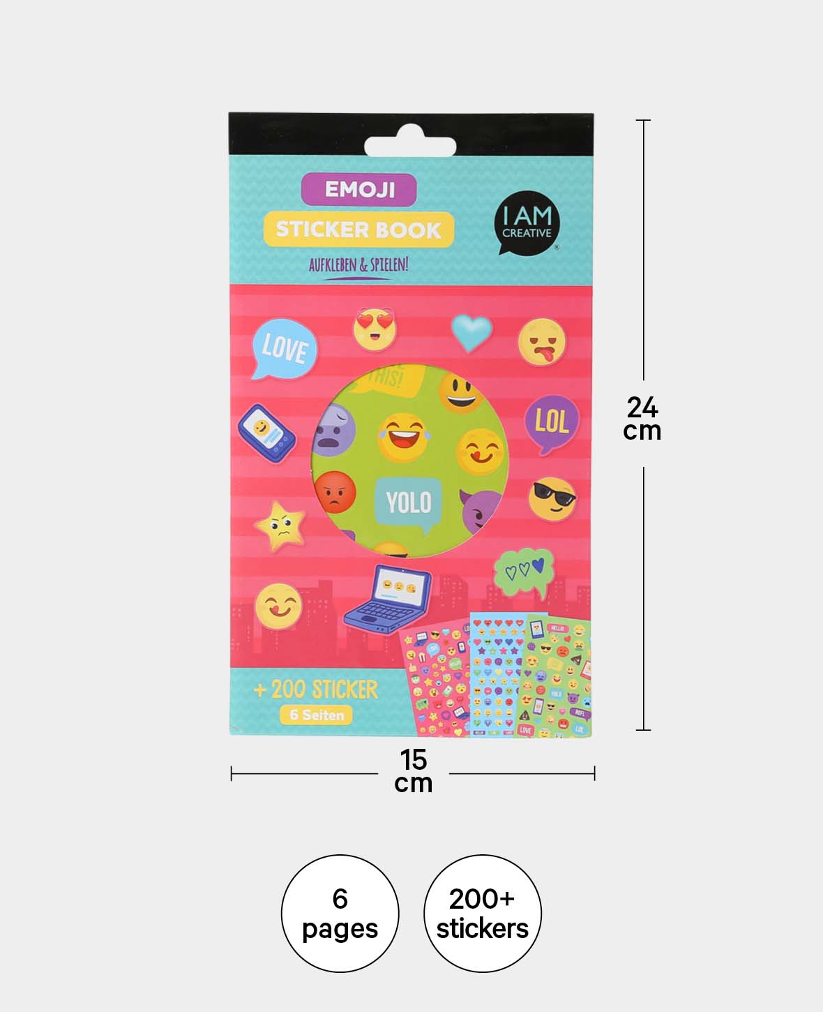 Stickerbook Emojis, Bunt, 15 x 24 cm