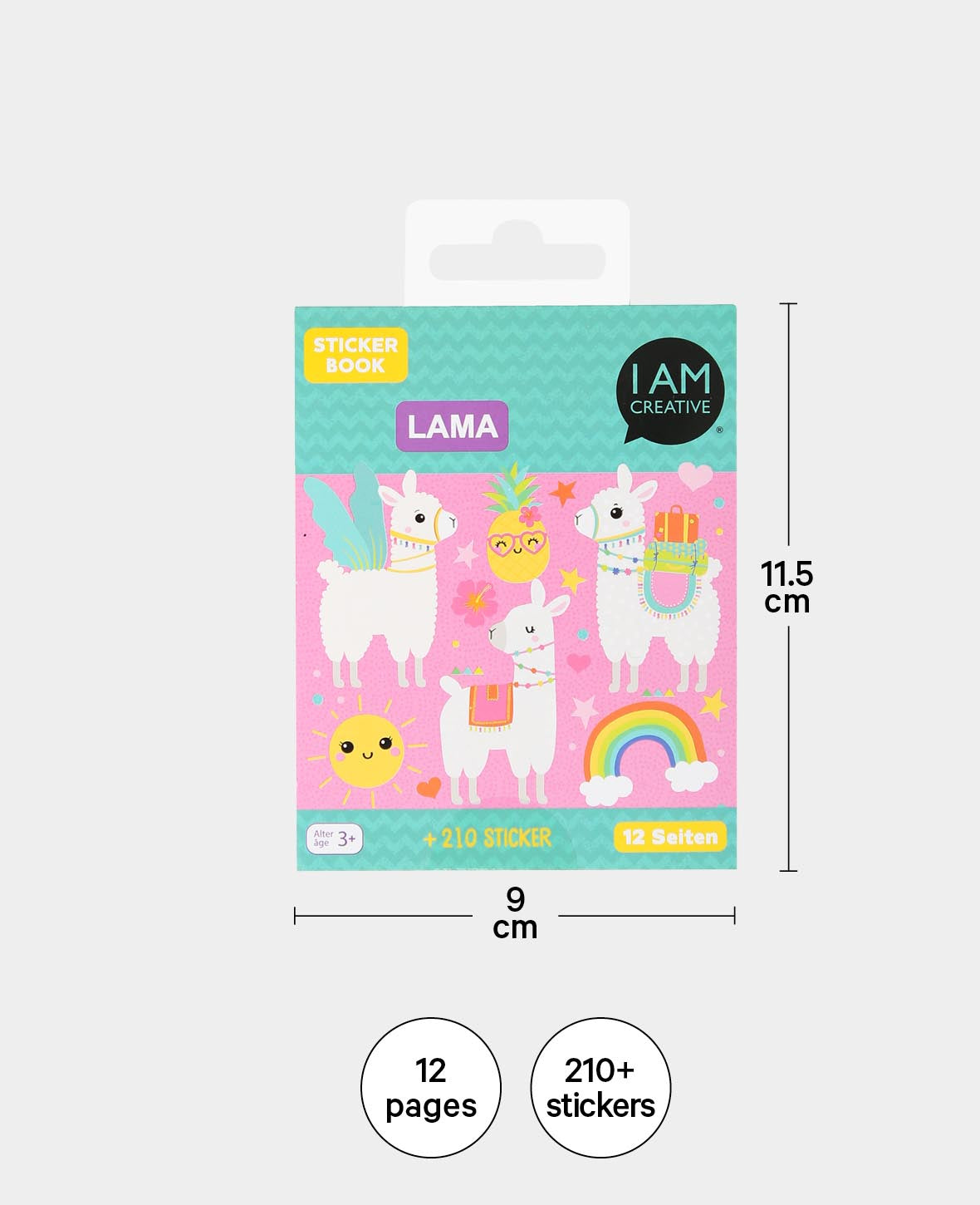 Mini Stickerbook Lama, Bunt, 9 x 11.5 cm