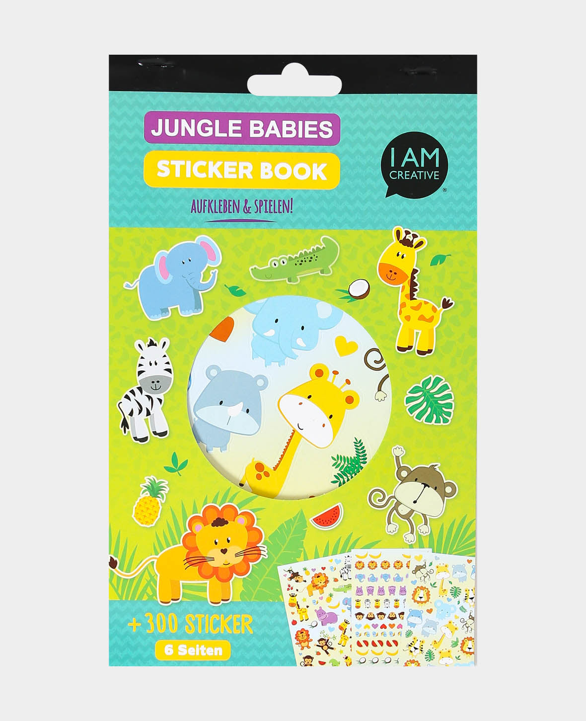 Stickerbook Dschungel Babys, Bunt, 15 x 24 cm