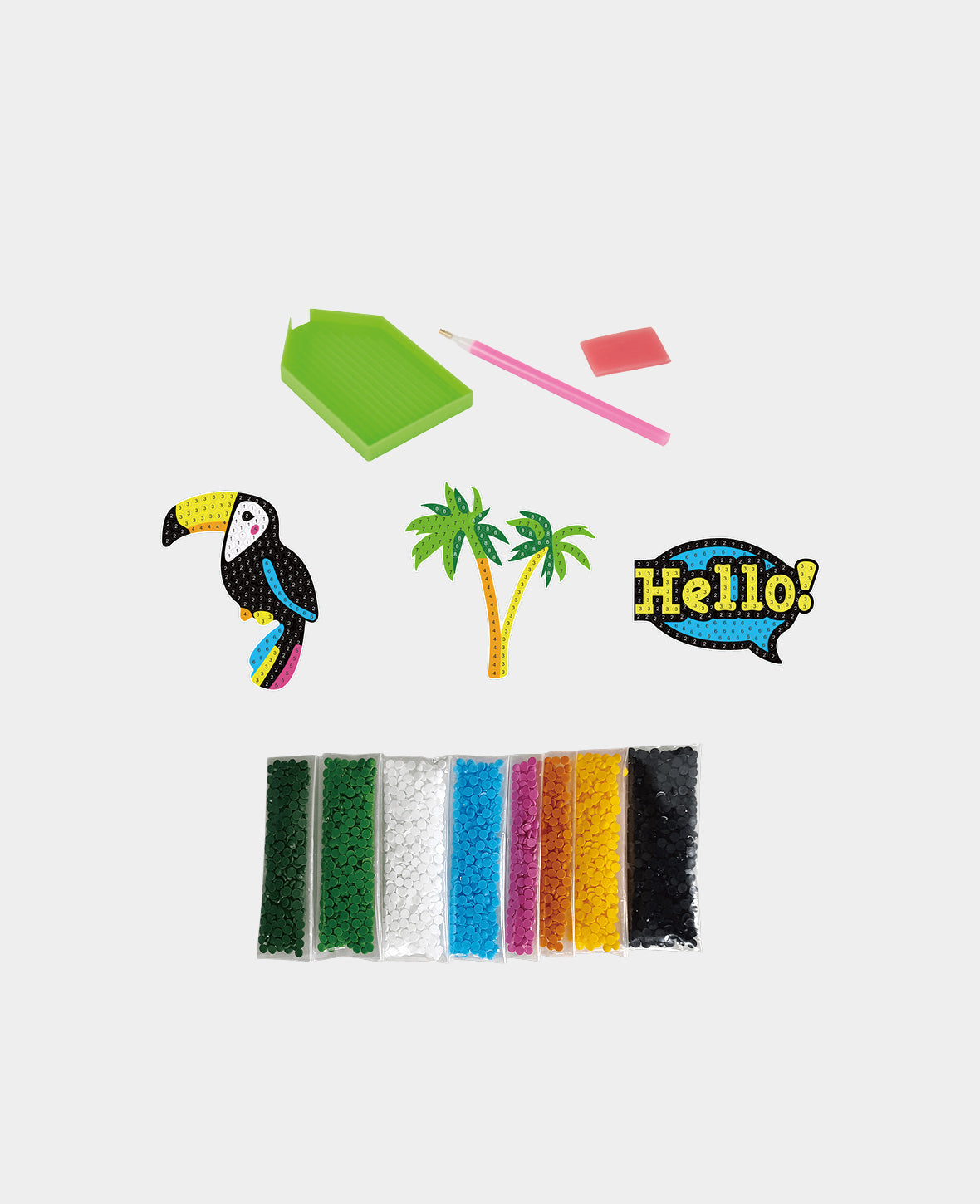 Diamond Painting Autocollant Plage, bulle de dialogue "Hello", avec accessoires et instructions