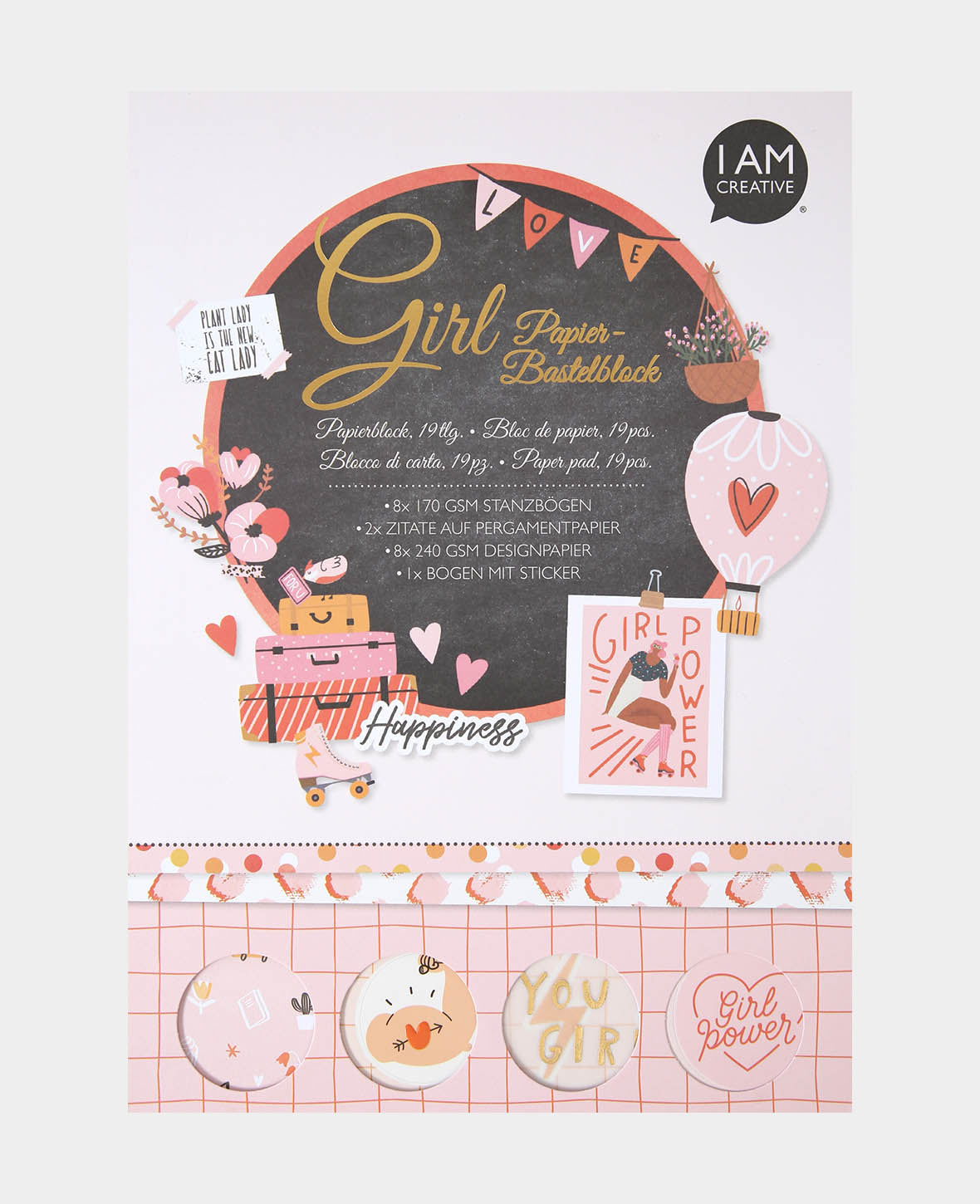 Papier Bastelblock Girl, A4, 19 tlg.