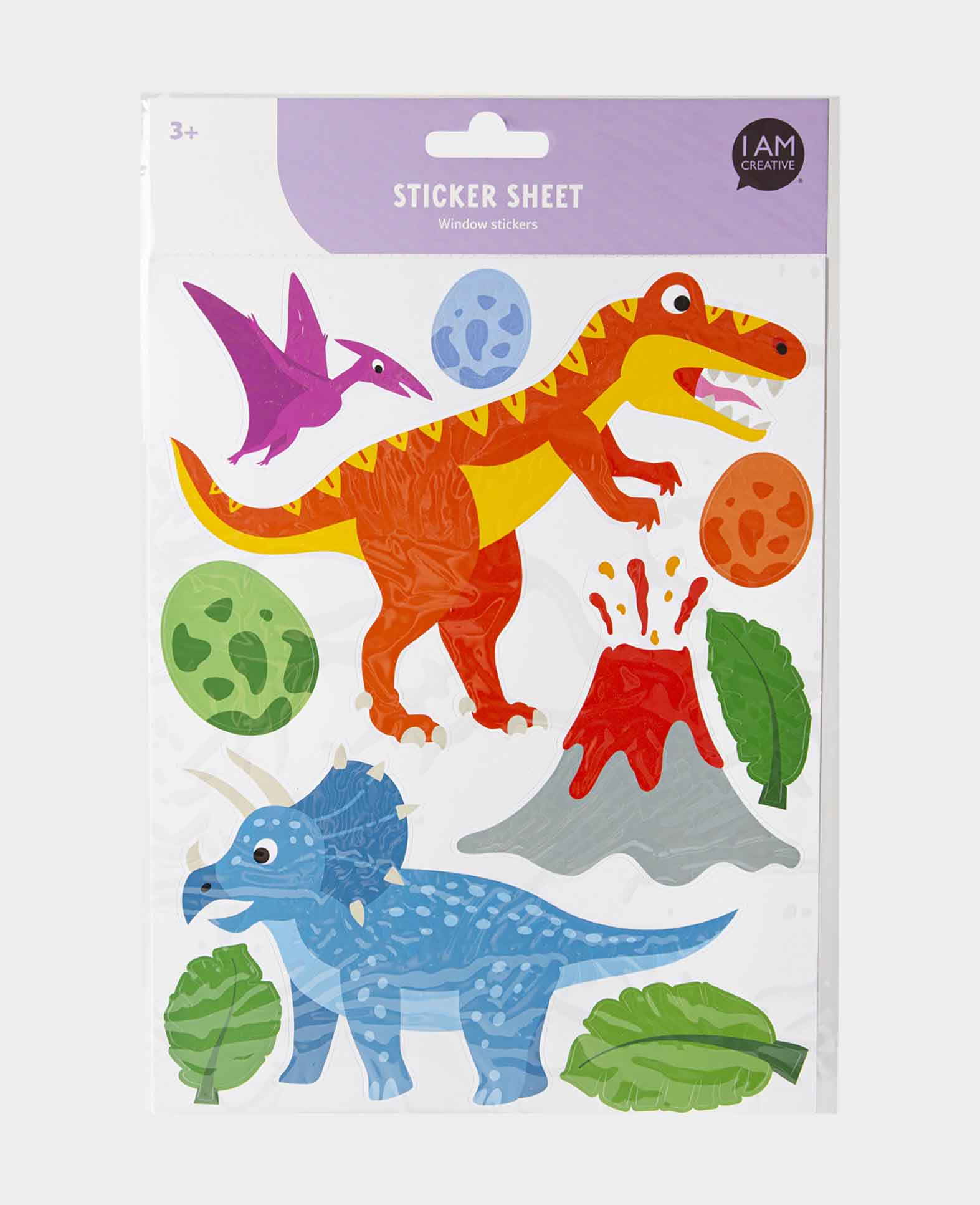 Sticker fenêtre Dino, 20 x 30,5 cm, 1 feuille