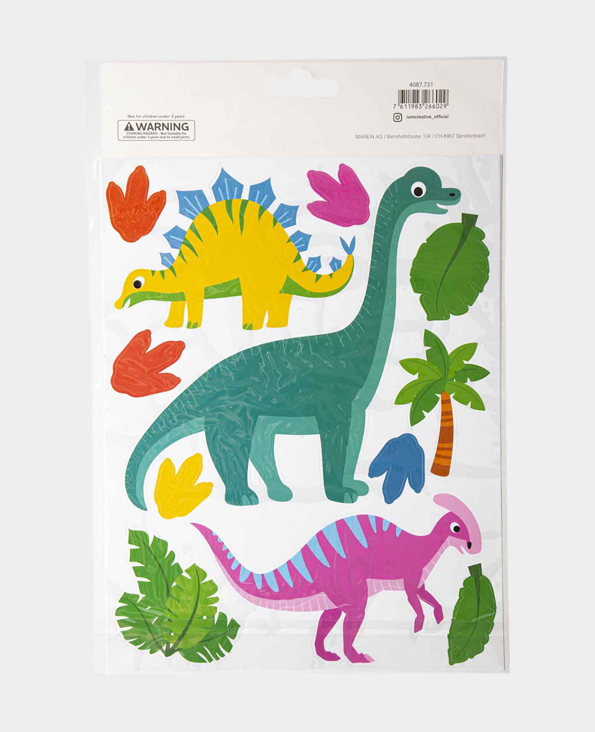 Sticker fenêtre Dino, 20 x 30,5 cm, 1 feuille