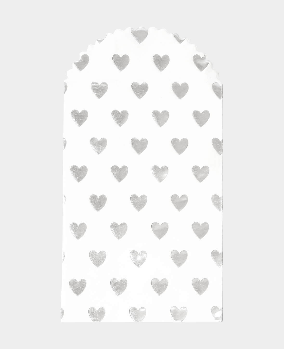 Sachets en papier cœurs argentés, 16,5 x 8,8 cm, 6 p.